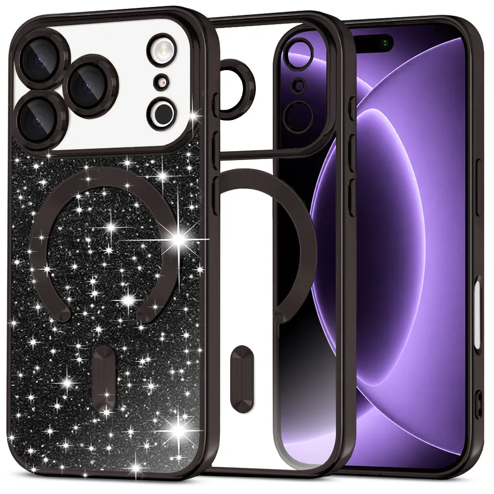 Custodia MagSafe per Apple iPhone 18 Pro / 17 Pro, Techsuit, Luxury Glitter, Nera - immagine 1
