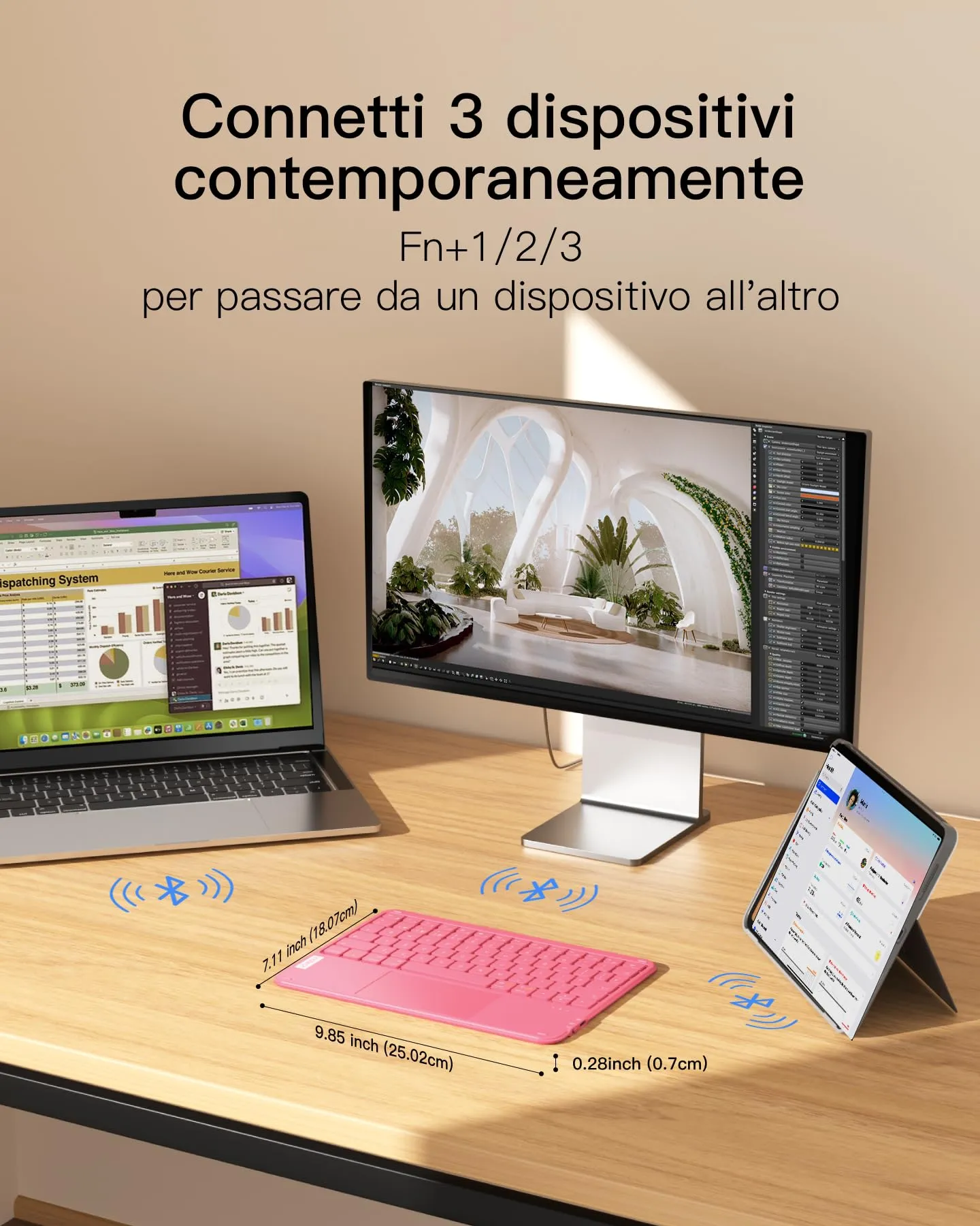 Inateck Tastiera iPad Ultrasottile con Touchpad, Bluetooth 3 Canali - immagine 2