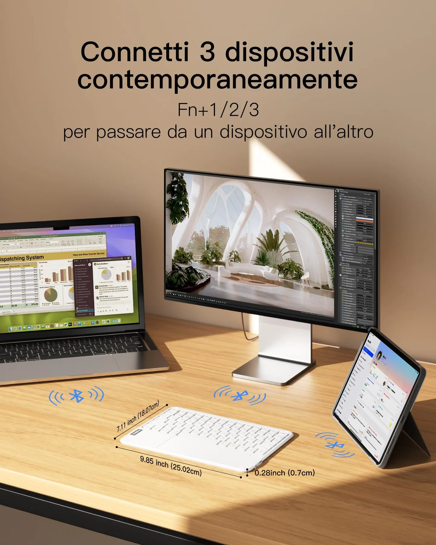 Inateck Tastiera iPad Ultrasottile con Touchpad, Bluetooth 3 Canali - immagine 3