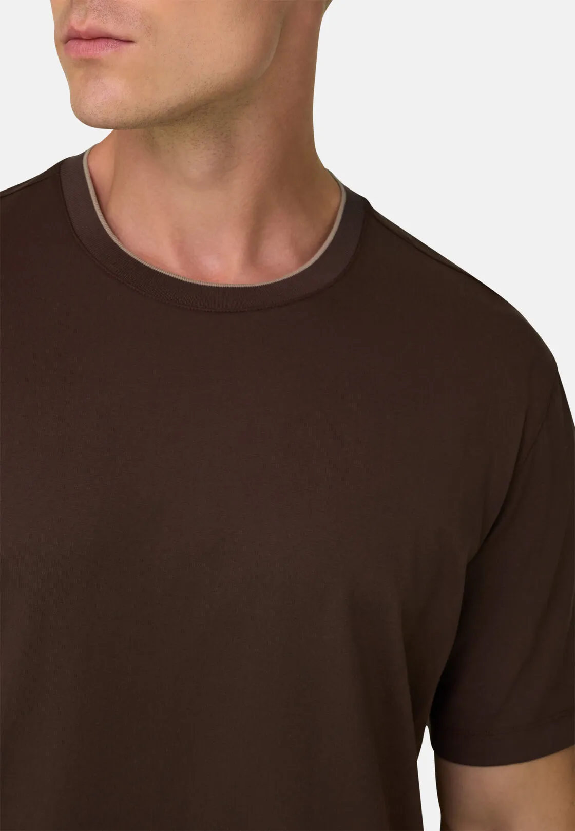Boggi, T-shirt In Jersey Di Cotone E Seta, Uomo, Marrone scuro, Taglia: S - immagine 3