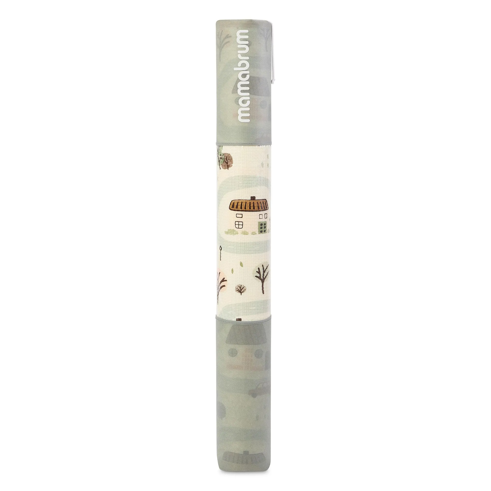 Mamabrum Tappeto Gioco Reversibile 180x120 cm per Neonati e Bambini, Superficie Morbida in Schiuma XPE per Gattonare e Giocare, Motivo Dolce Cittadina/Beige Sabbia, Sottofondo Leggero Arrotolabile - immagine 3