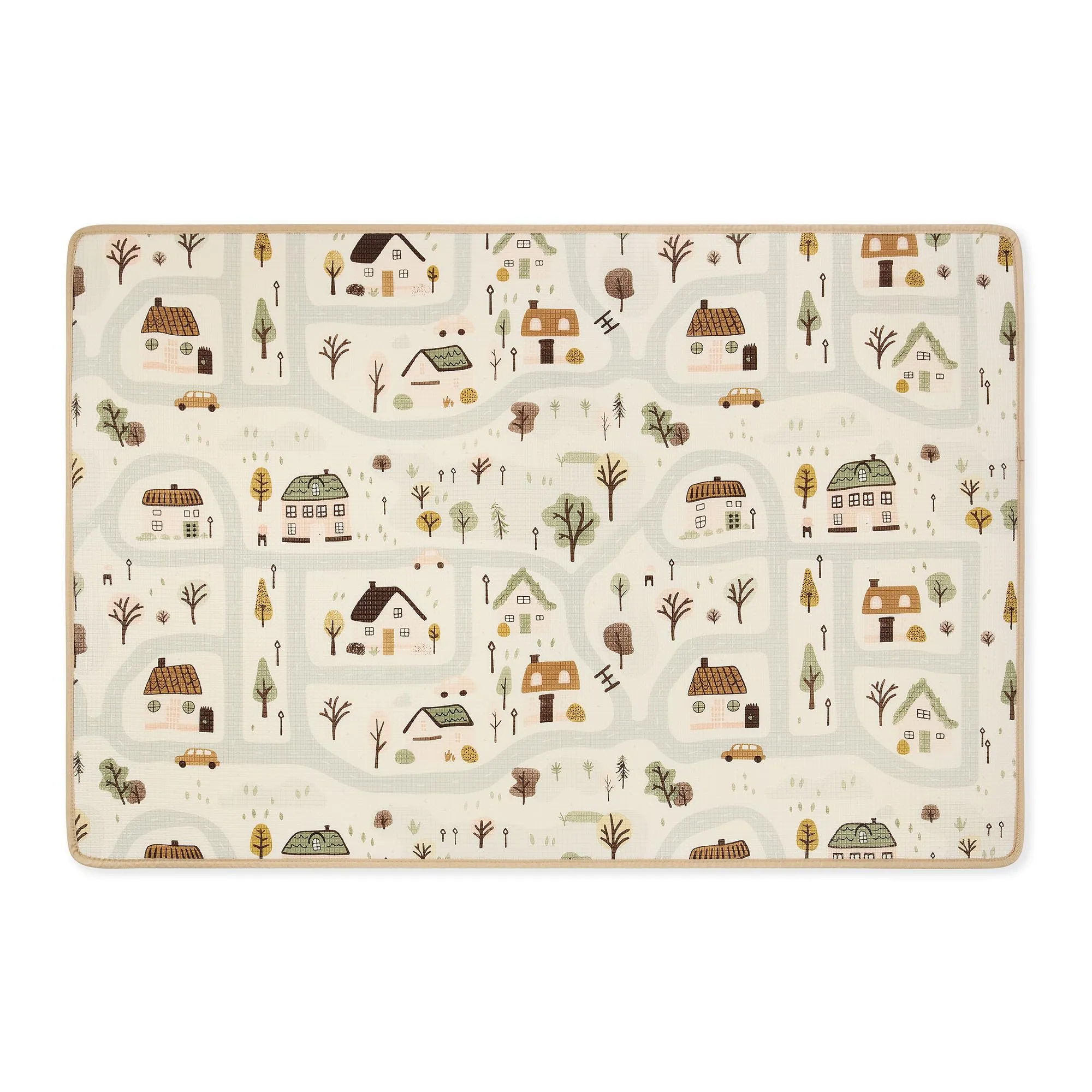 Mamabrum Tappeto Gioco Reversibile 180x120 cm per Neonati e Bambini, Superficie Morbida in Schiuma XPE per Gattonare e Giocare, Motivo Dolce Cittadina/Beige Sabbia, Sottofondo Leggero Arrotolabile - immagine 12