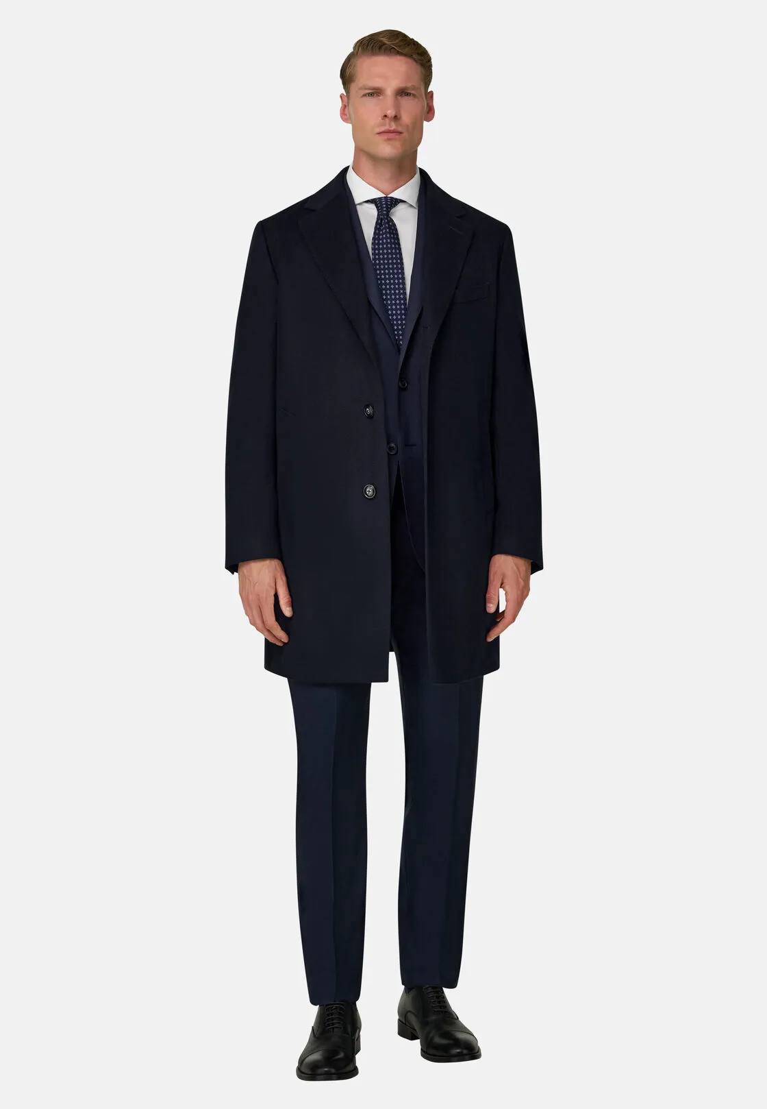 Boggi, Cappotto In Puro Cashmere Monopetto, Uomo, Navy, Taglia: 52 - immagine 2