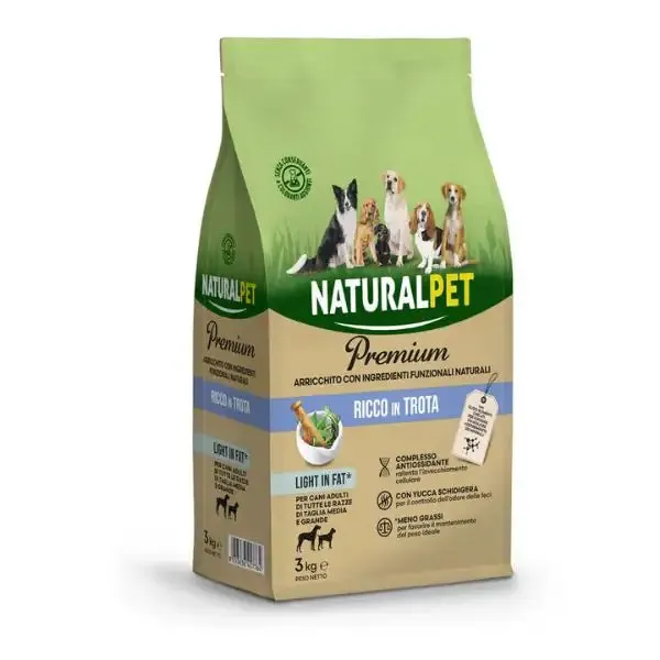 NaturalPet Premium Adult Medium/Large Trota Light in Fat 3 kg - Crocchette naturali cane - immagine 1