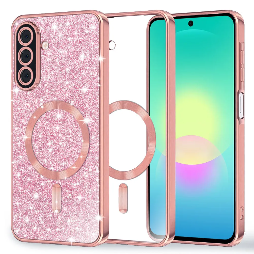 Custodia MagSafe per Samsung Galaxy A27 5G, Techsuit, Luxury Glitter, Rosa Dorato - immagine 1