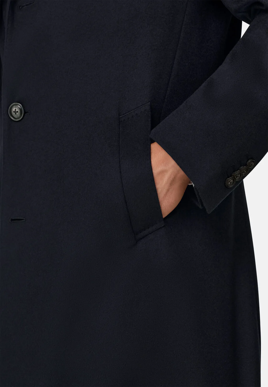 Boggi, Cappotto In Puro Cashmere Monopetto, Uomo, Navy, Taglia: 56 - immagine 3