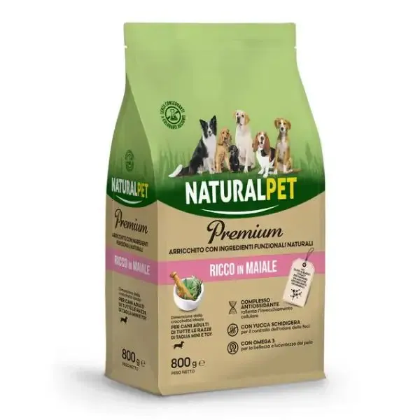 NaturalPet Premium Adult Mini & Toy Maiale 800 gr - Crocchette naturali cane - immagine 1