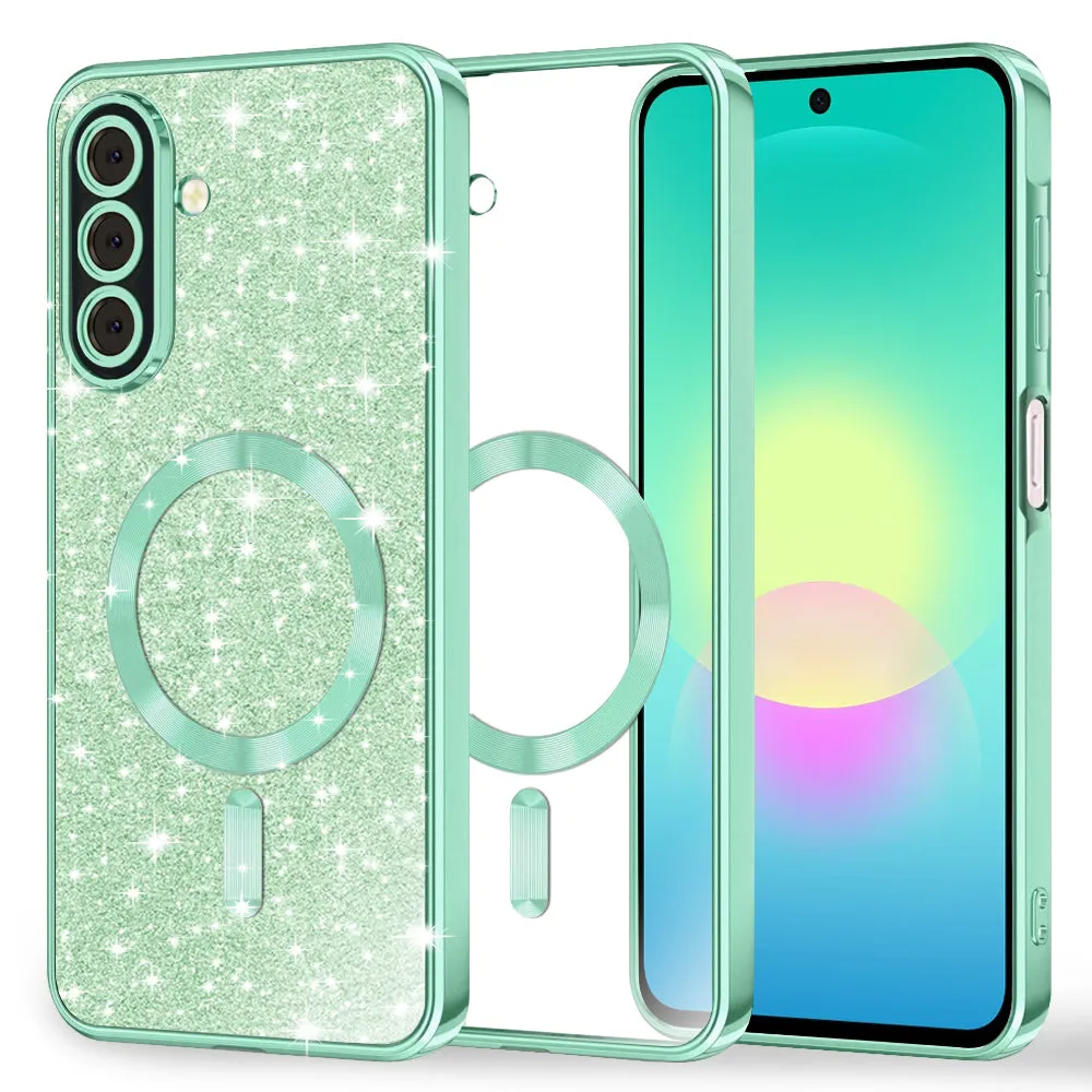Custodia MagSafe per Samsung Galaxy A27 5G, Techsuit, Luxury Glitter, Verde Chiaro - immagine 1
