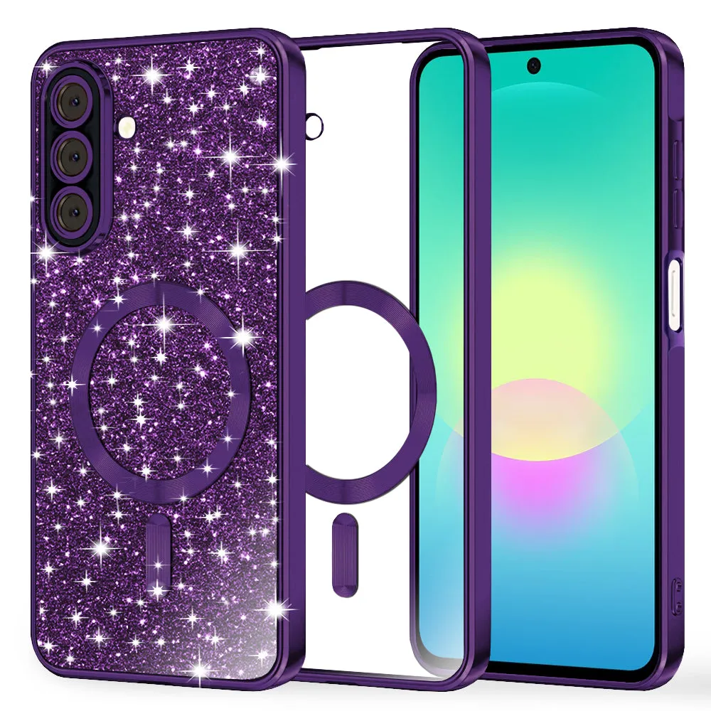Custodia MagSafe per Samsung Galaxy A27 5G, Techsuit, Luxury Glitter, Viola Scuro - immagine 1