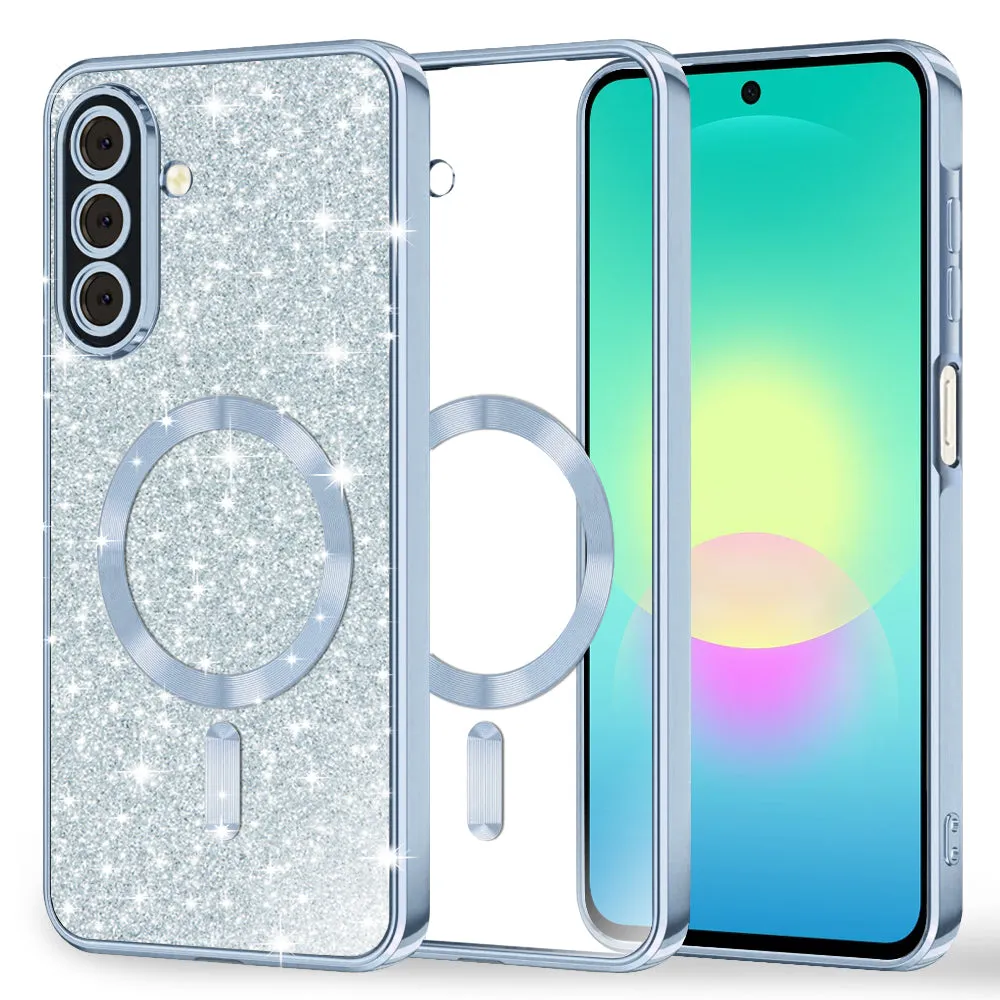 Custodia MagSafe per Samsung Galaxy A27 5G, Techsuit, Luxury Glitter, Blu - immagine 1
