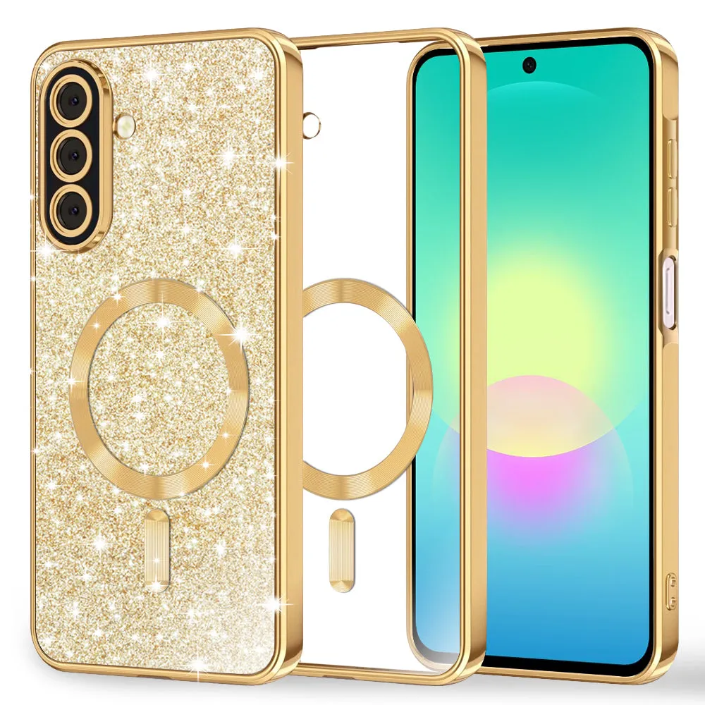 Custodia MagSafe per Samsung Galaxy A27 5G, Techsuit, Luxury Glitter, Dorata - immagine 1