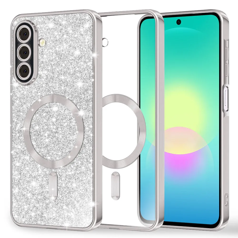 Custodia MagSafe per Samsung Galaxy A27 5G, Techsuit, Luxury Glitter, Argento - immagine 1