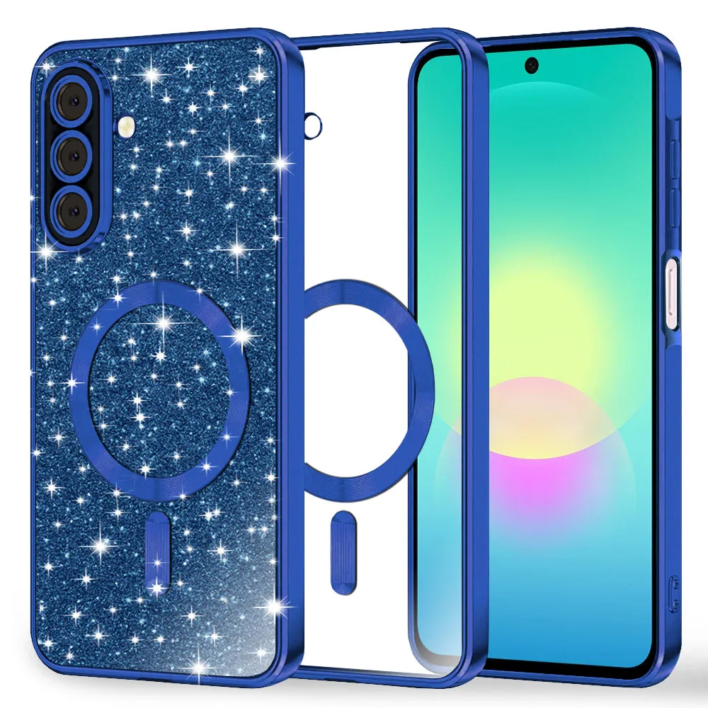 Custodia MagSafe per Samsung Galaxy A27 5G, Techsuit, Luxury Glitter, Blu Scuro - immagine 1