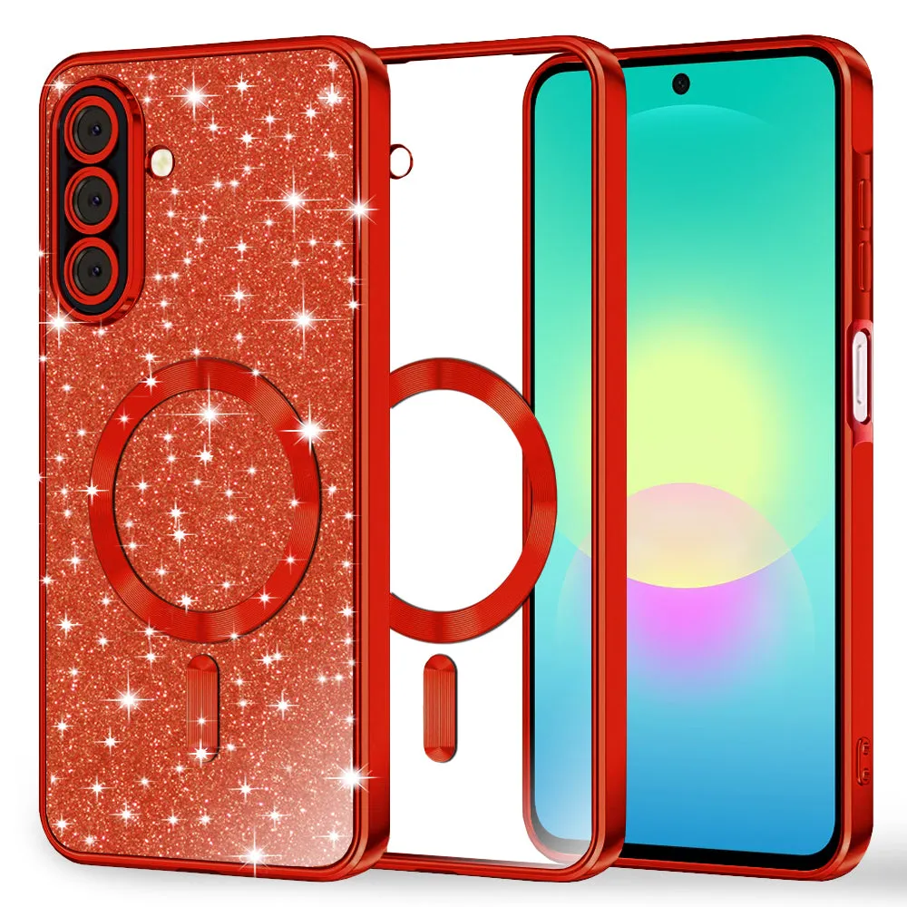 Custodia MagSafe per Samsung Galaxy A27 5G, Techsuit, Luxury Glitter, Rossa - immagine 1