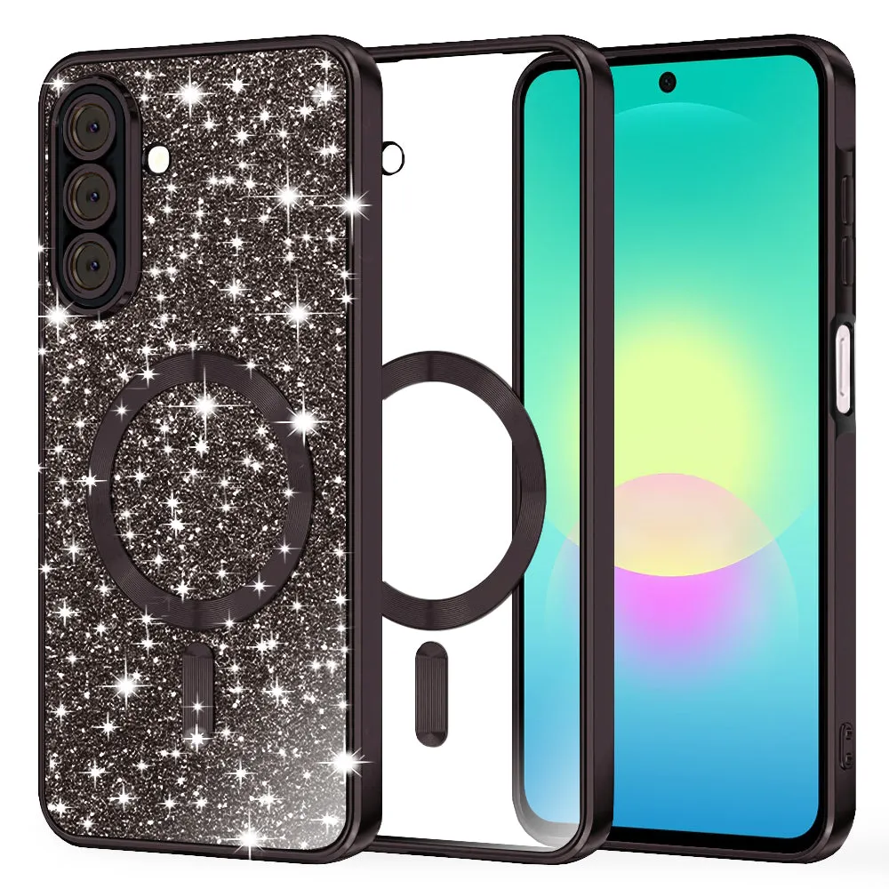 Custodia MagSafe per Samsung Galaxy A27 5G, Techsuit, Luxury Glitter, Nera - immagine 1