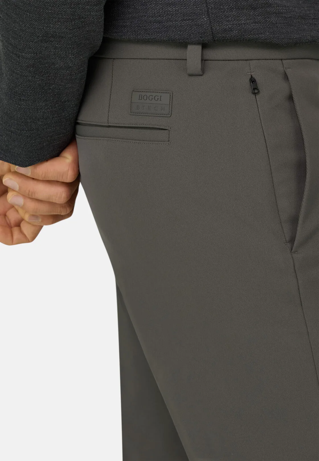 Boggi, Pantaloni In Tessuto Tecnico B Tech, Uomo, Militare, Taglia: 31 - immagine 3