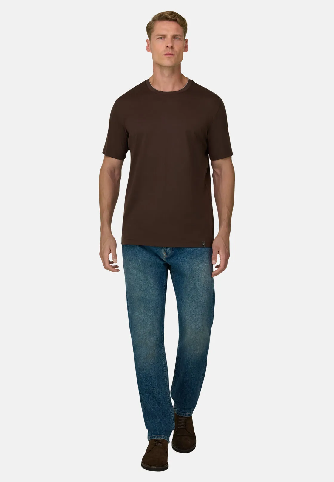 Boggi, T-shirt In Jersey Di Cotone E Seta, Uomo, Marrone scuro, Taglia: XXL - immagine 2