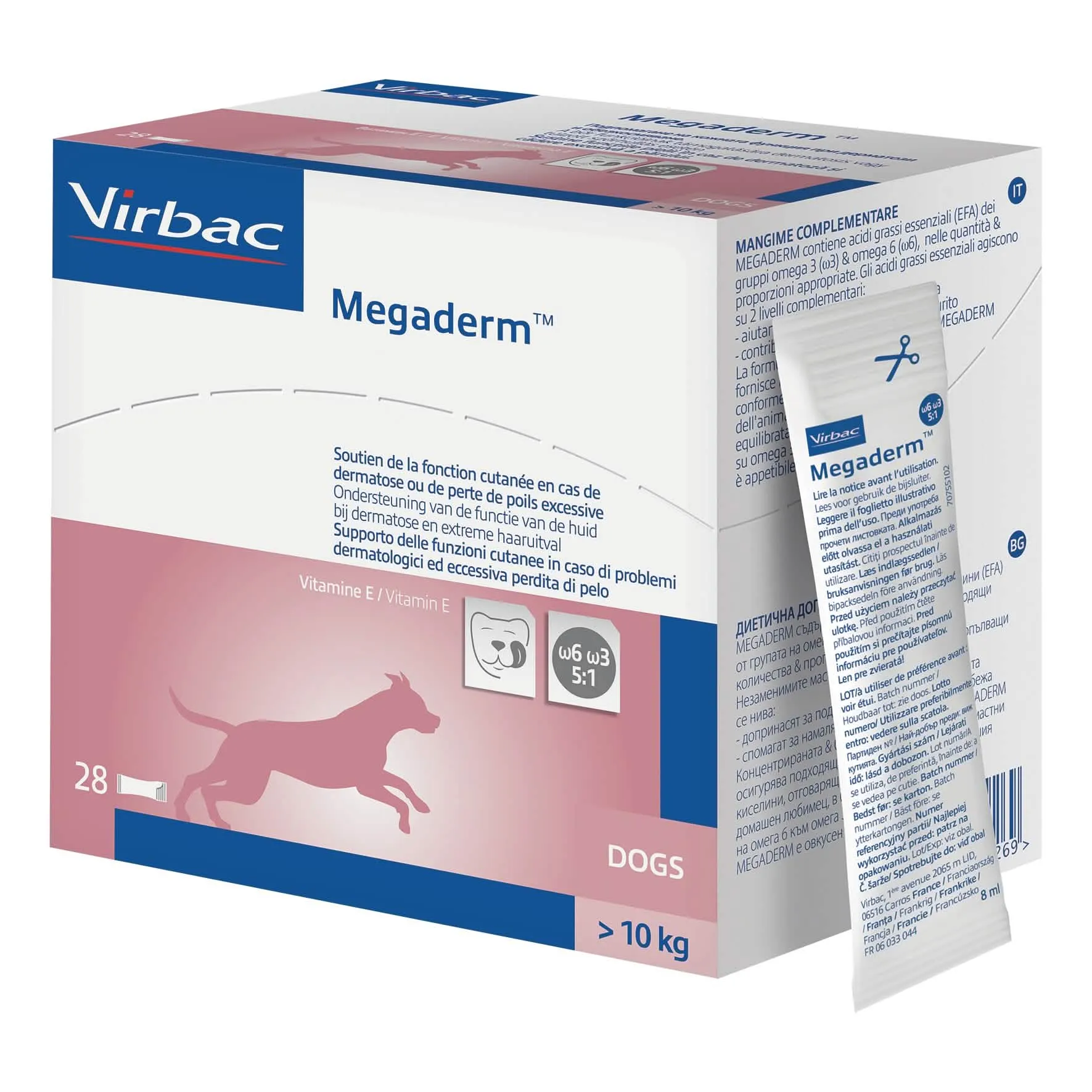 Megaderm supplemento cani superiori a 10 kg scatola da 28 sacchetti monodose 4 ml - immagine 1
