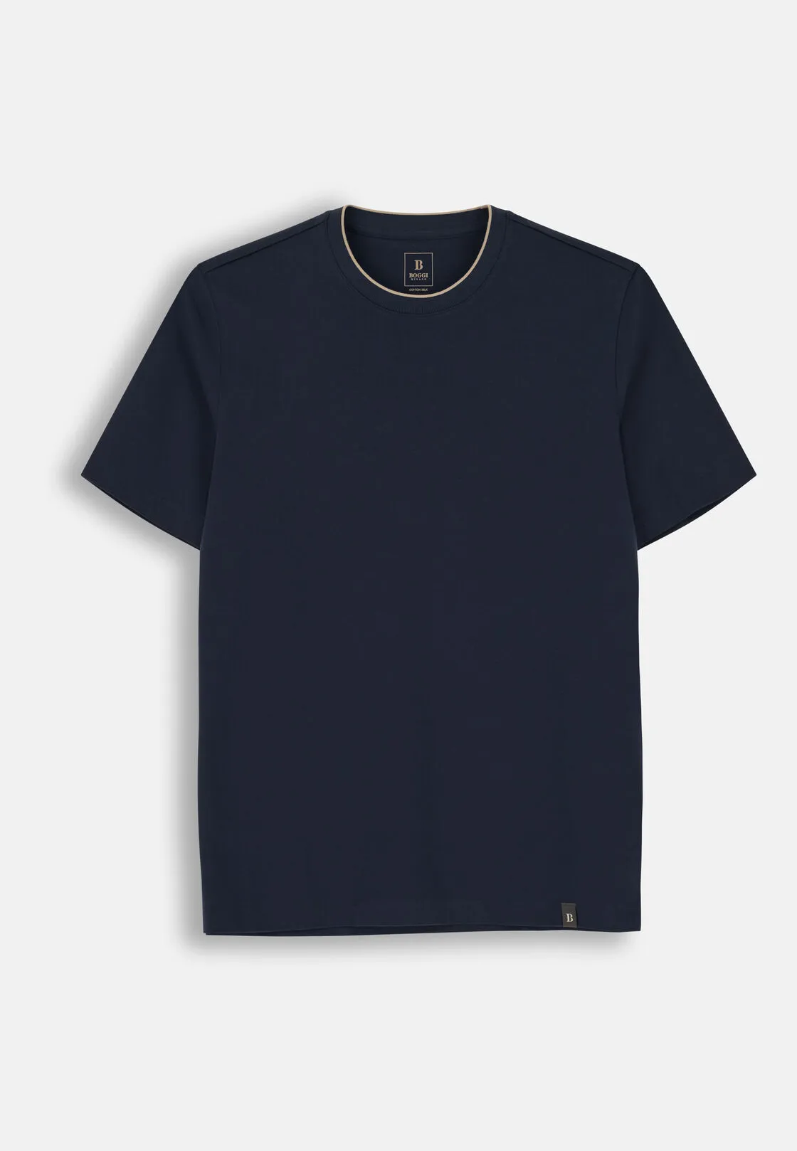 Boggi, T-shirt In Jersey Di Cotone E Seta, Uomo, Navy, Taglia: M - immagine 5