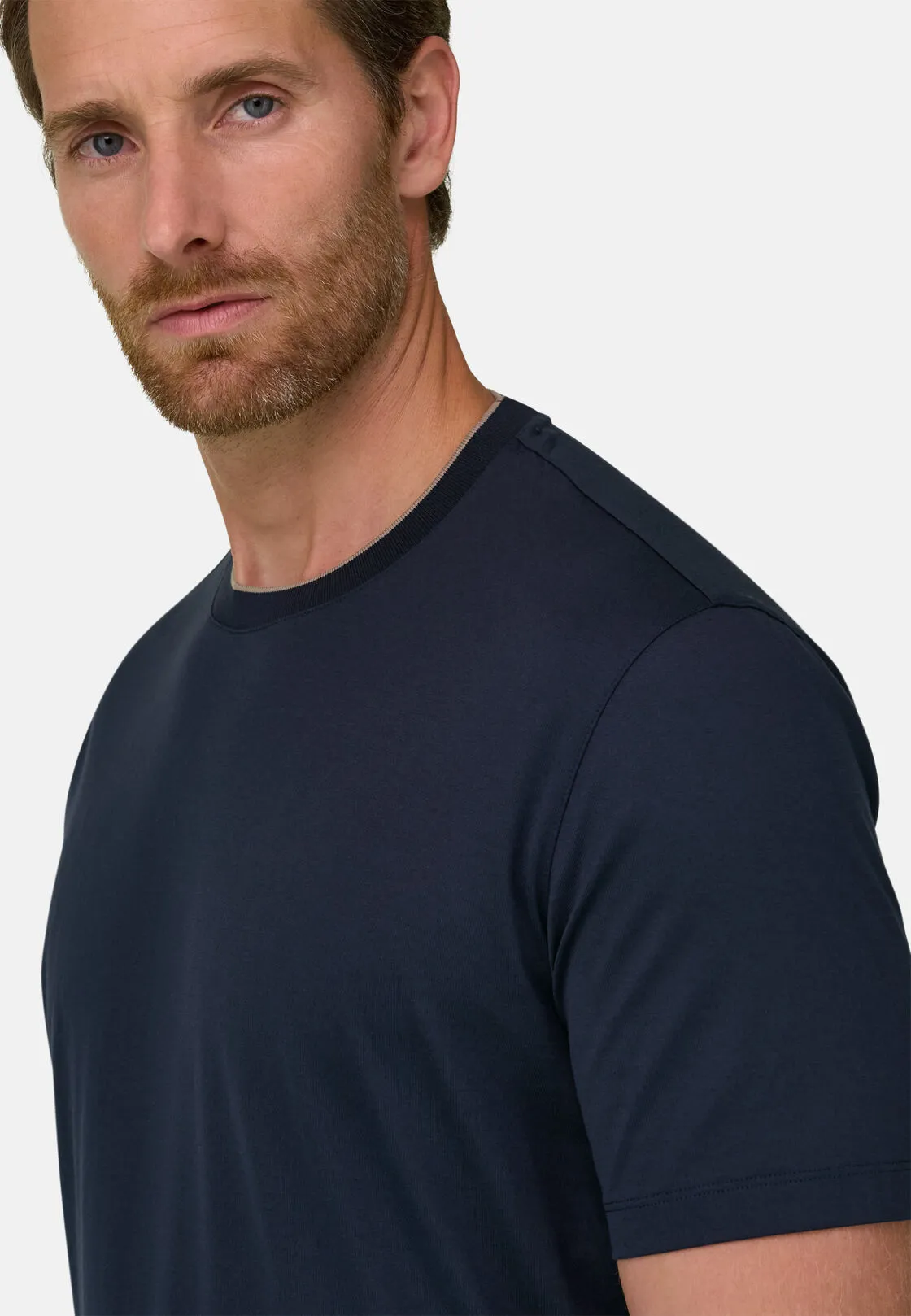 Boggi, T-shirt In Jersey Di Cotone E Seta, Uomo, Navy, Taglia: XL - immagine 3