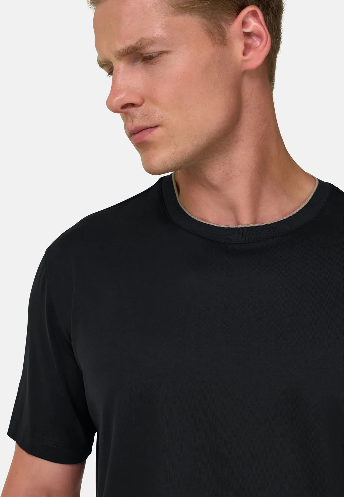Boggi, T-shirt In Jersey Di Cotone E Seta, Uomo, Nero, Taglia: M - immagine 3