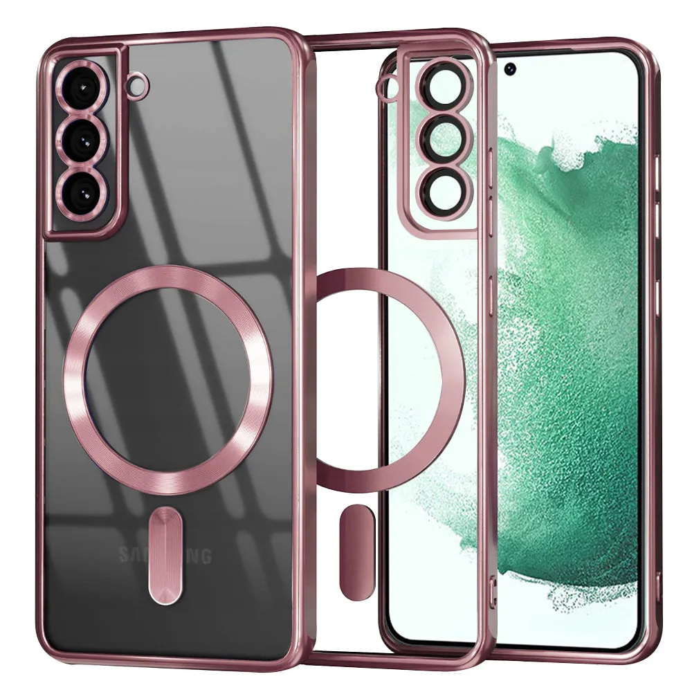 Custodia MagSafe per Samsung Galaxy S22+ 5G S906, Techsuit, Luxury Crystal, Rosa - immagine 1