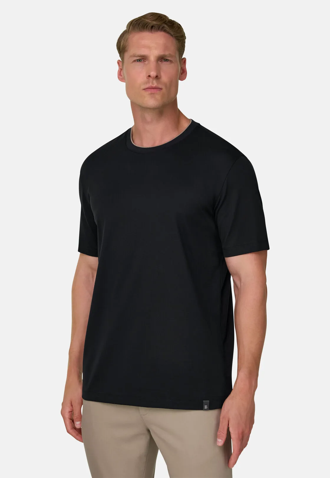 Boggi, T-shirt In Jersey Di Cotone E Seta, Uomo, Nero, Taglia: XL - immagine 1