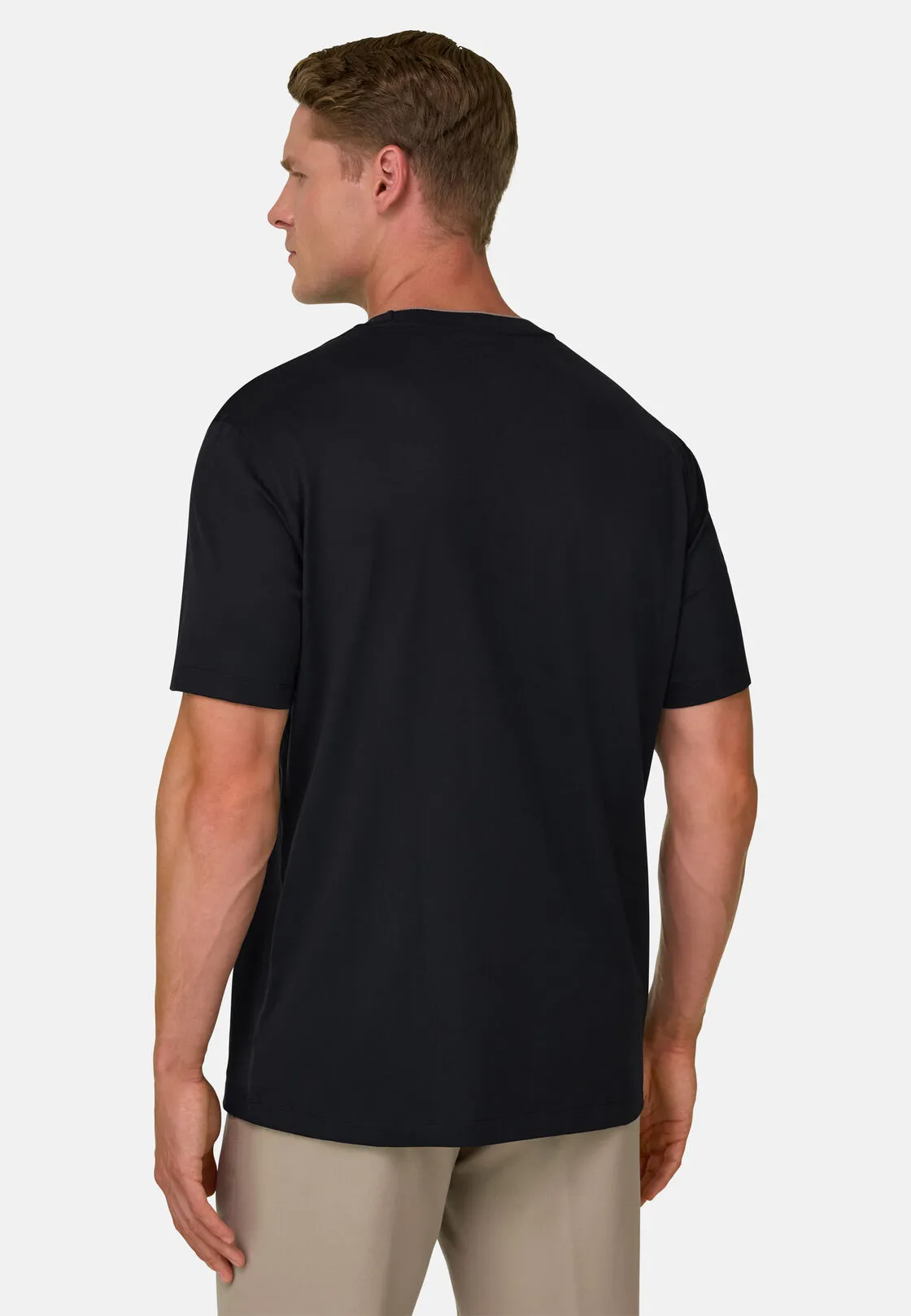 Boggi, T-shirt In Jersey Di Cotone E Seta, Uomo, Nero, Taglia: XL - immagine 4