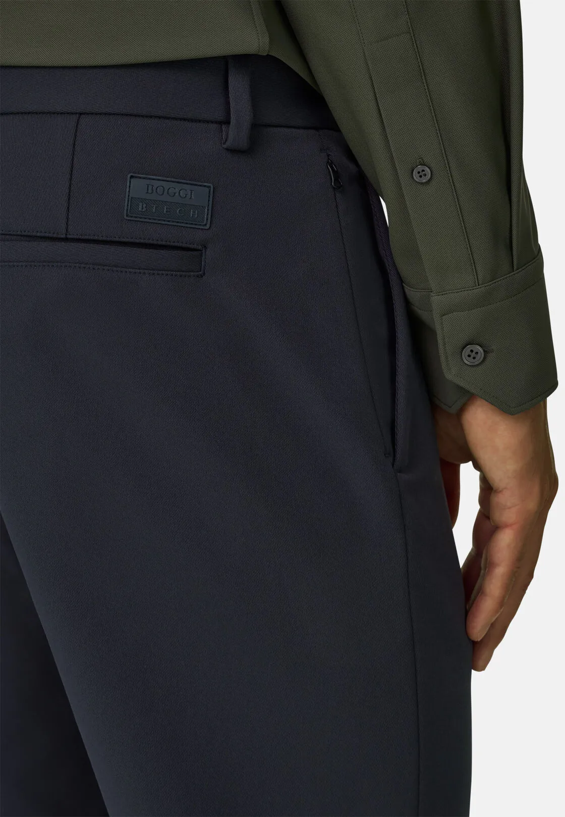 Boggi, Pantaloni In Tessuto Tecnico B Tech, Uomo, Navy, Taglia: 38 - immagine 3