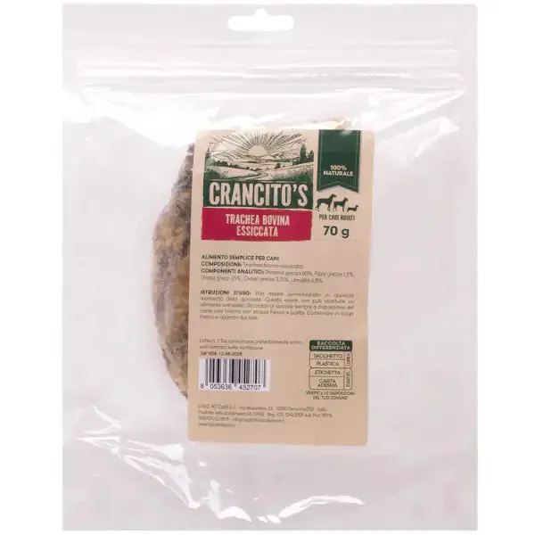 Crancito's snack naturale Dog Adult Trachea bovina 70 gr - immagine 1