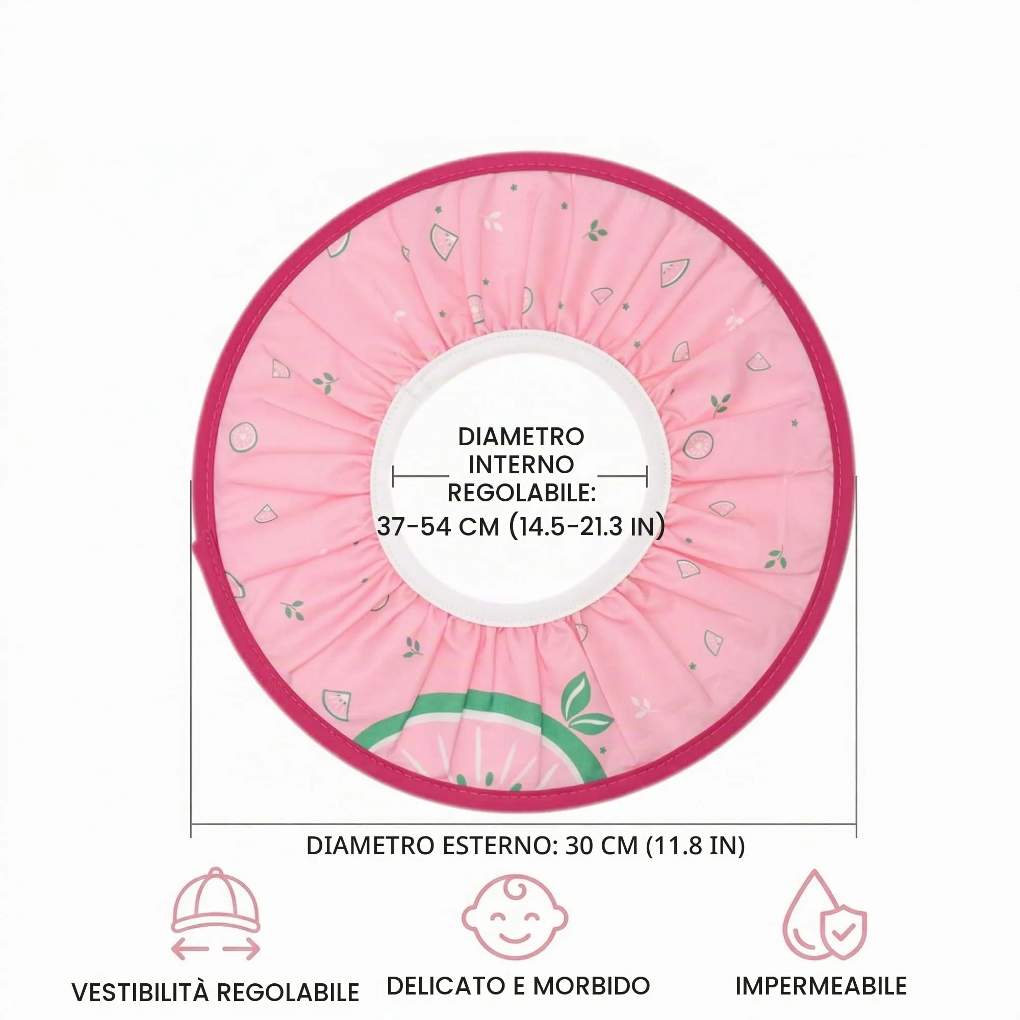 FIMWOLZ Cappello da Doccia per Bambini e Neonati Visiera da Bagno Regolabile Protezione Impermeabile Shampoo Cappello Morbido per Bagno (Diametro Interno 10 cm, Diametro Esterno 30 cm)(Rosa) - immagine 4