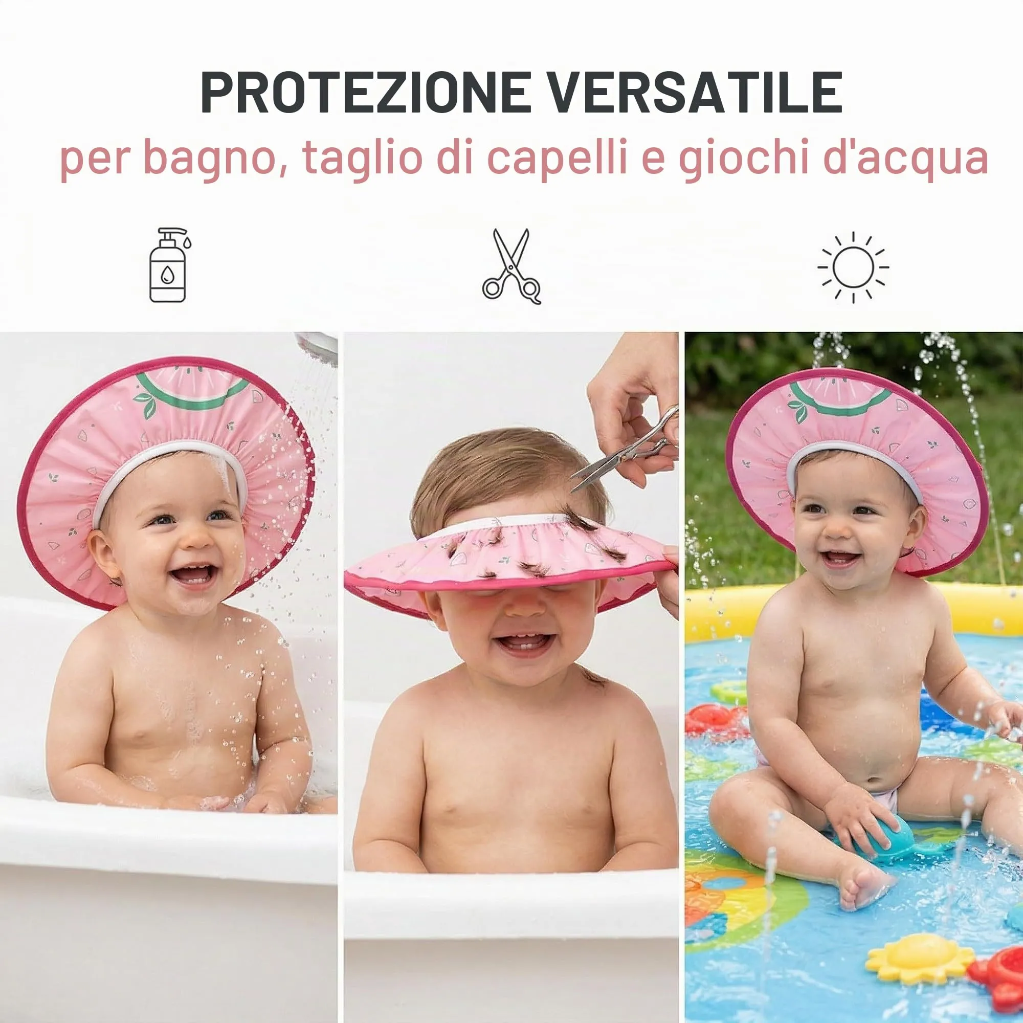 FIMWOLZ Cappello da Doccia per Bambini e Neonati Visiera da Bagno Regolabile Protezione Impermeabile Shampoo Cappello Morbido per Bagno (Diametro Interno 10 cm, Diametro Esterno 30 cm)(Rosa) - immagine 6