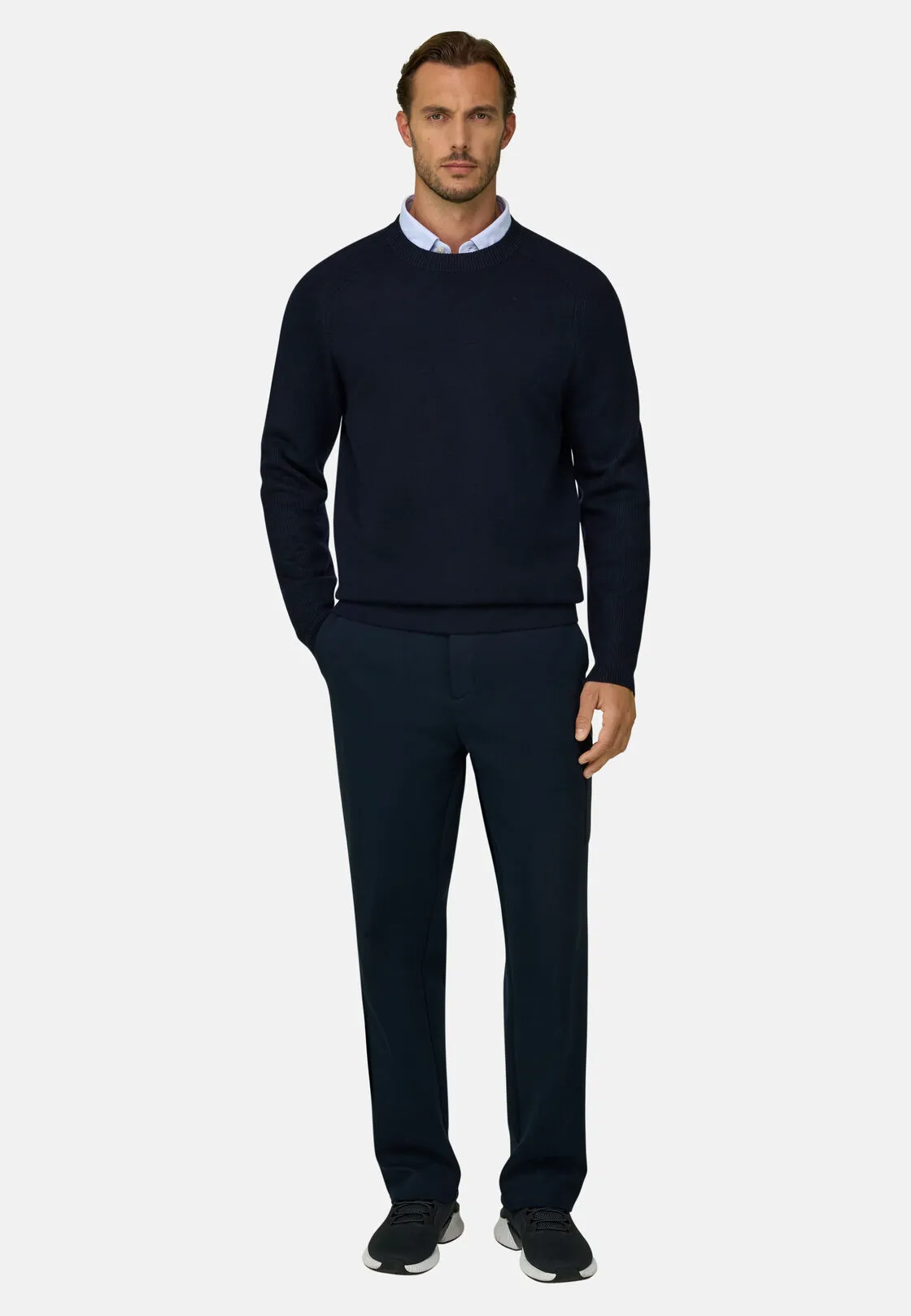 Boggi, Girocollo In Misto Lana Merino Wooltech, Uomo, Navy, Taglia: XL - immagine 2