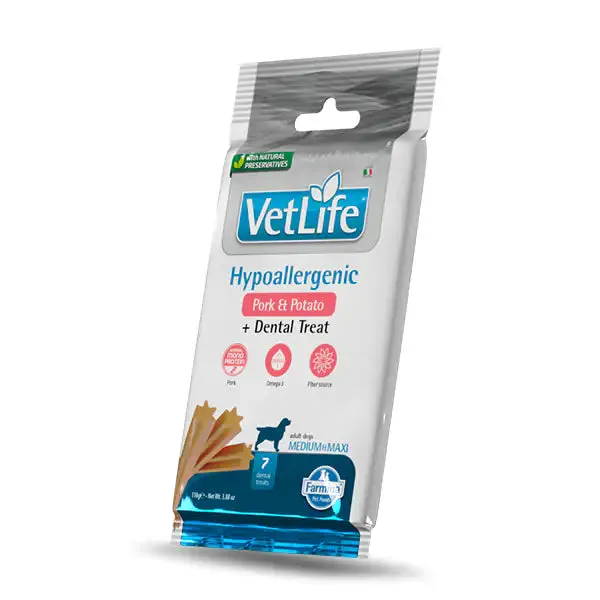 Farmina Vet Life Hypoallergenic snack dentali per cani Adult Medium/Large 100 gr Maiale e patate - immagine 1