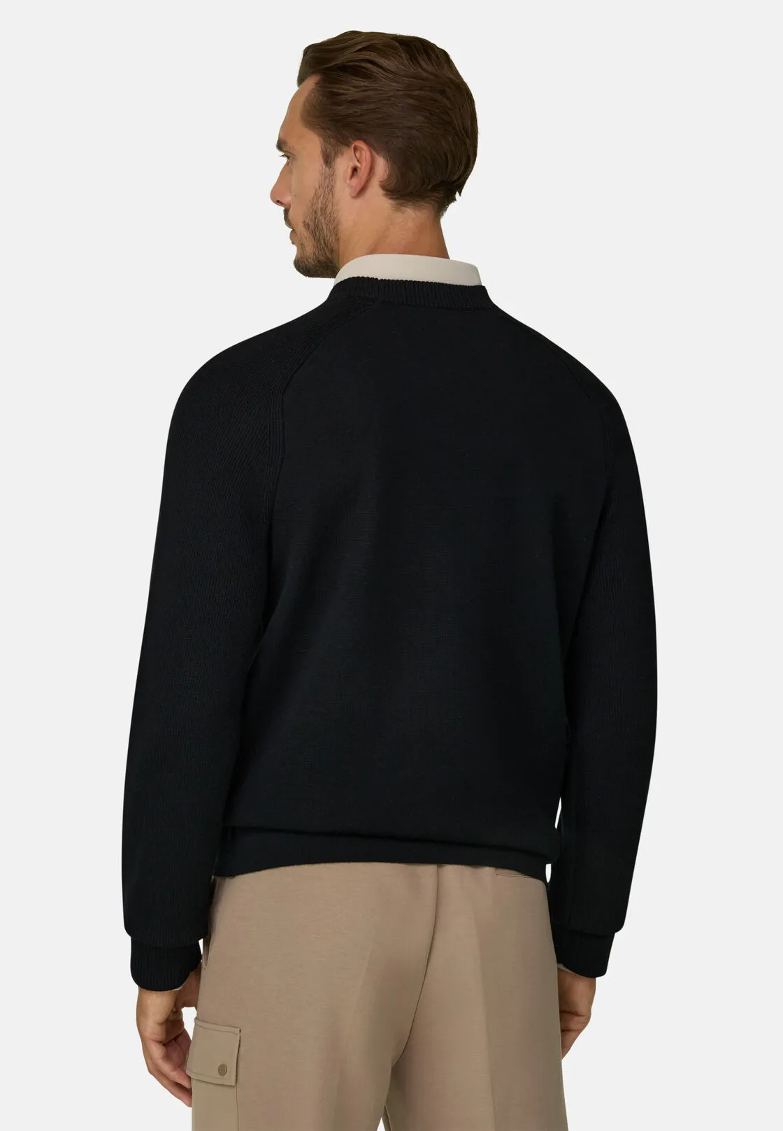 Boggi, Girocollo In Misto Lana Merino Wooltech, Uomo, Nero, Taglia: M - immagine 4