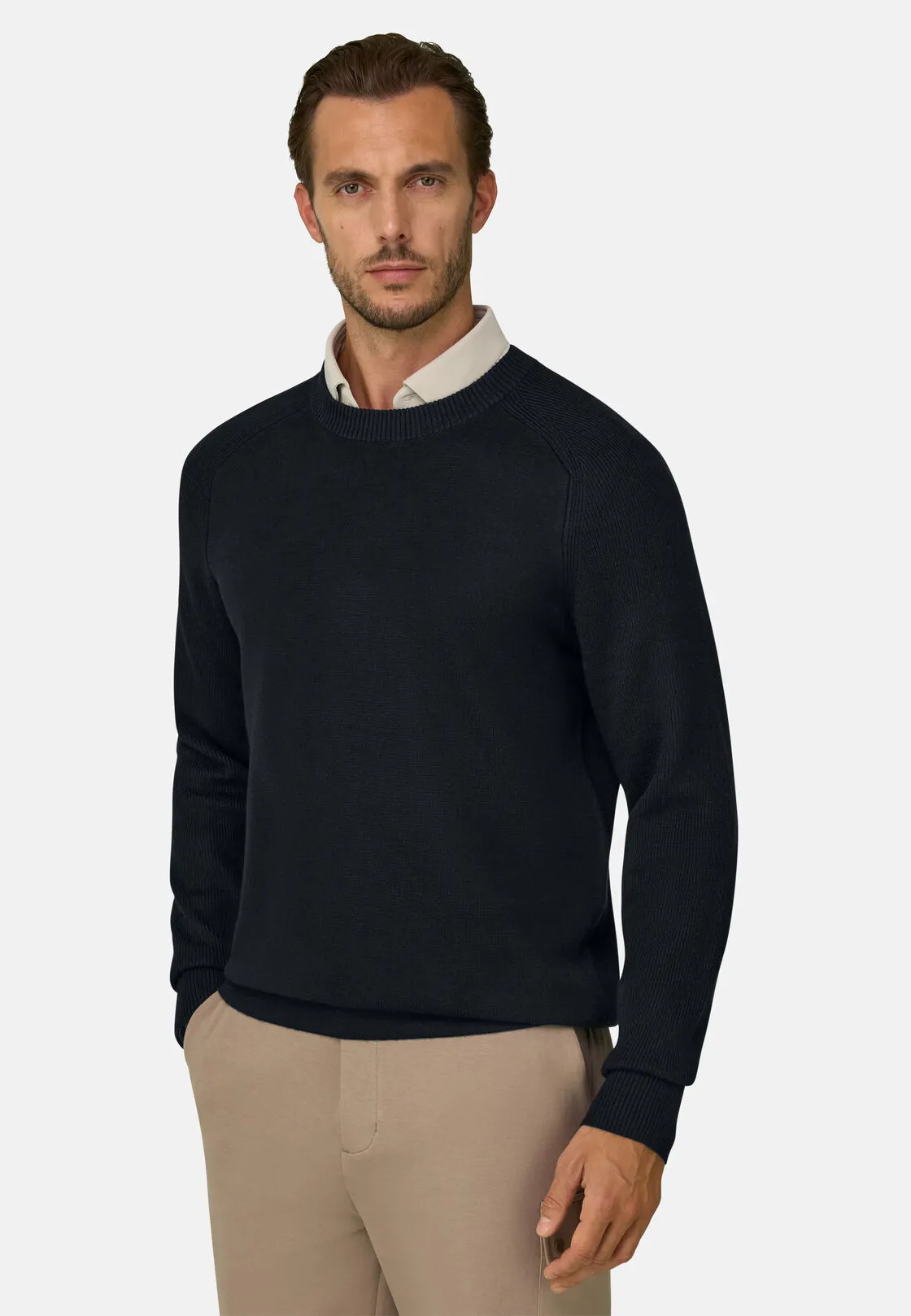 Boggi, Girocollo In Misto Lana Merino Wooltech, Uomo, Nero, Taglia: S - immagine 1
