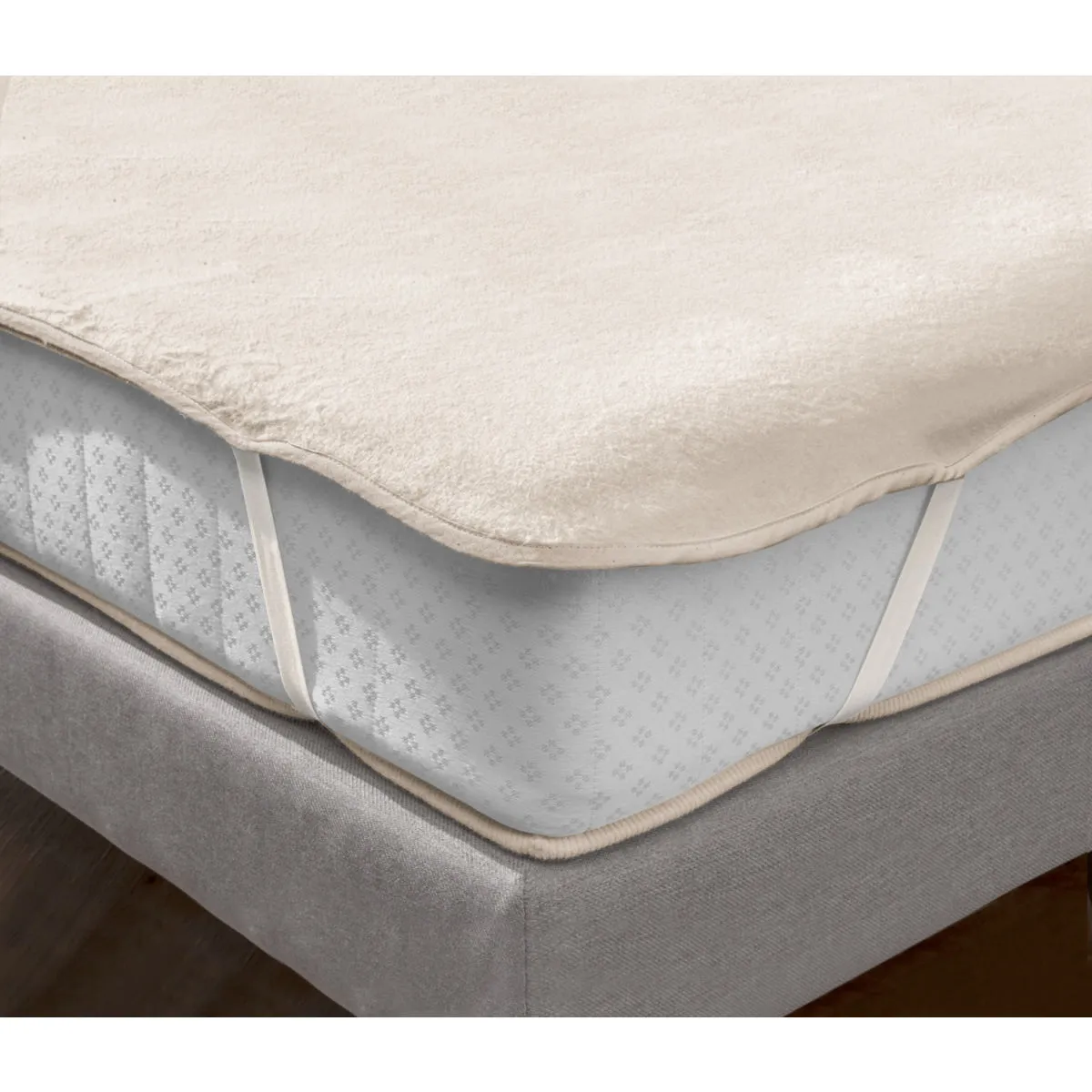 ERWIN M. Coprimaterasso St. Gilgen con elastici; 160x200 cm (LxL); bianco lana - immagine 1
