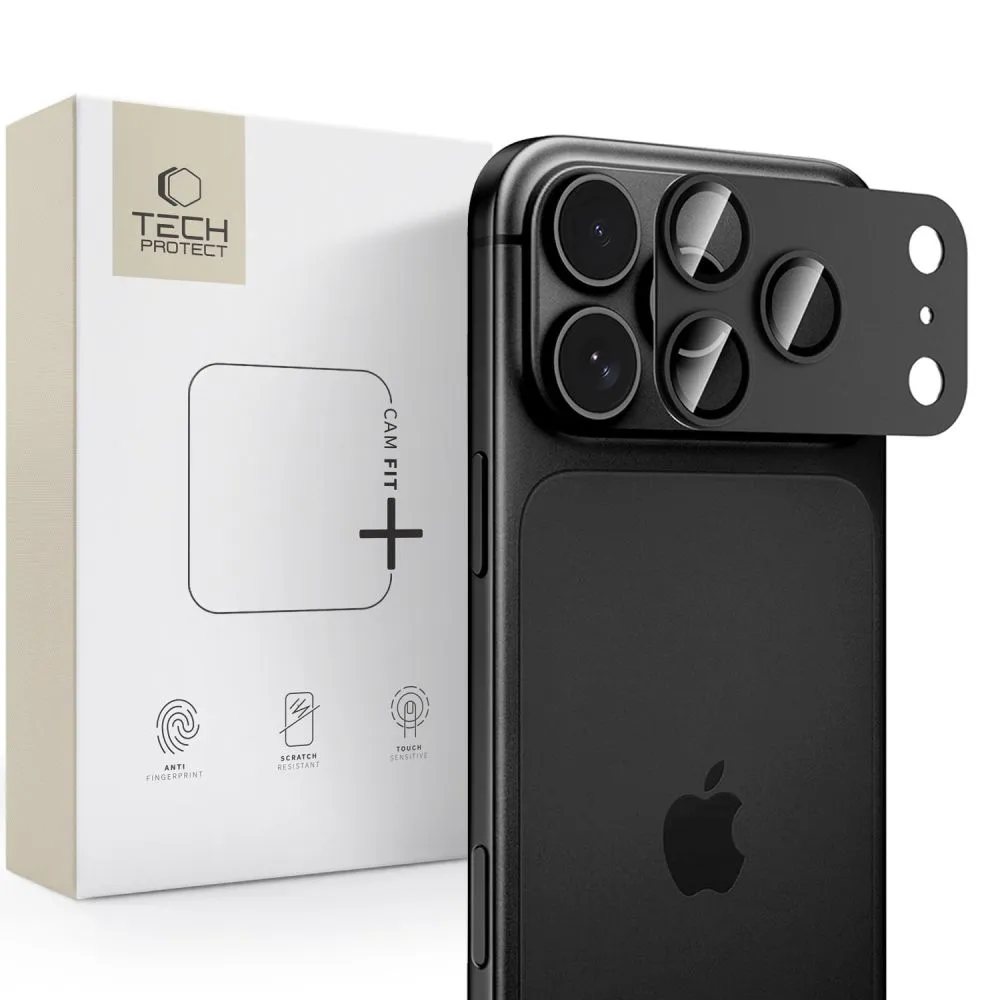 Pellicola protettiva per fotocamera posteriore Tech-Protect CamFull Fit+ per Apple iPhone 18 Pro, vetro temperato, nero - immagine 1