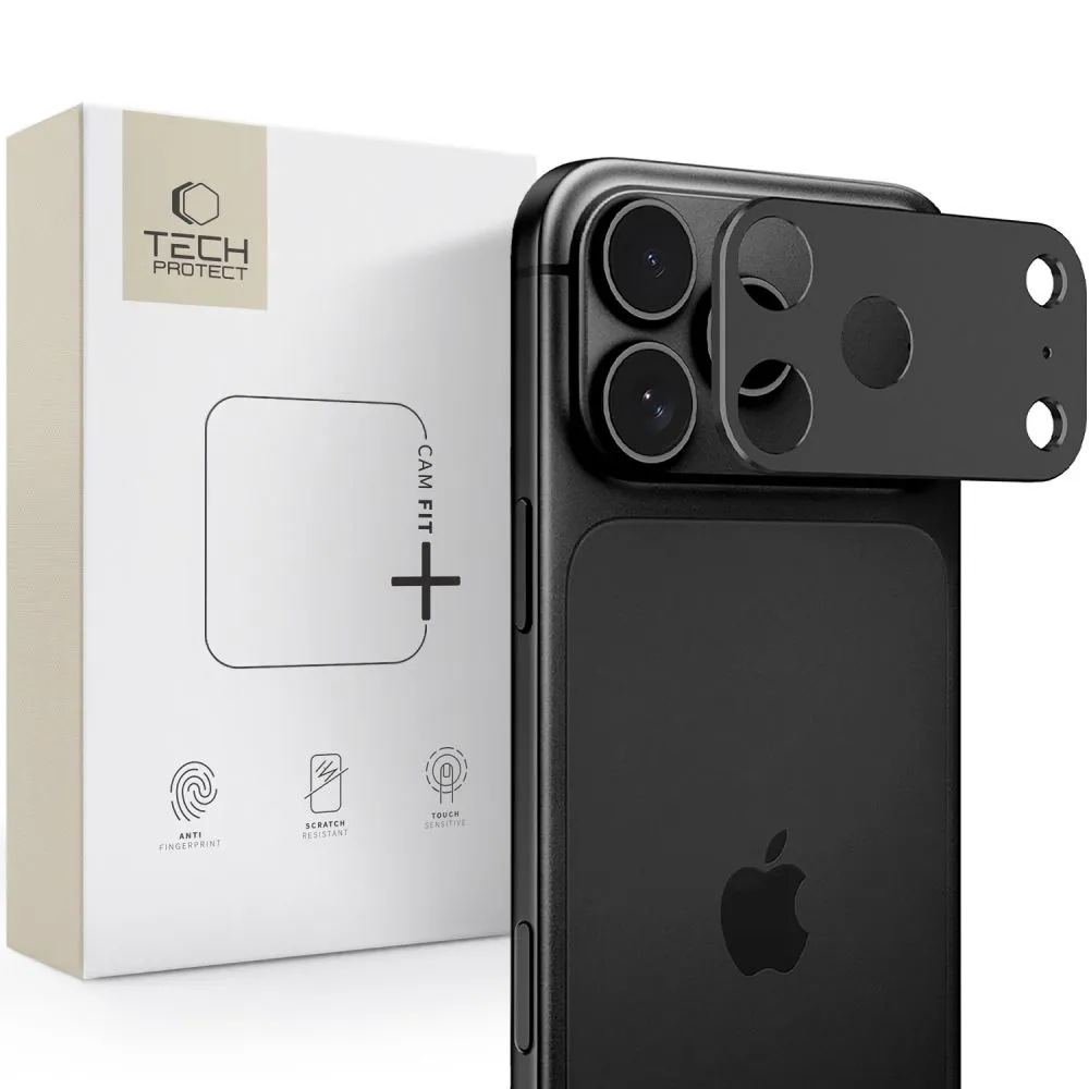 Cornice protettiva per fotocamera posteriore Tech-Protect Camalloy Fit+ per Apple iPhone 18 Pro, Alluminio, Nera - immagine 1