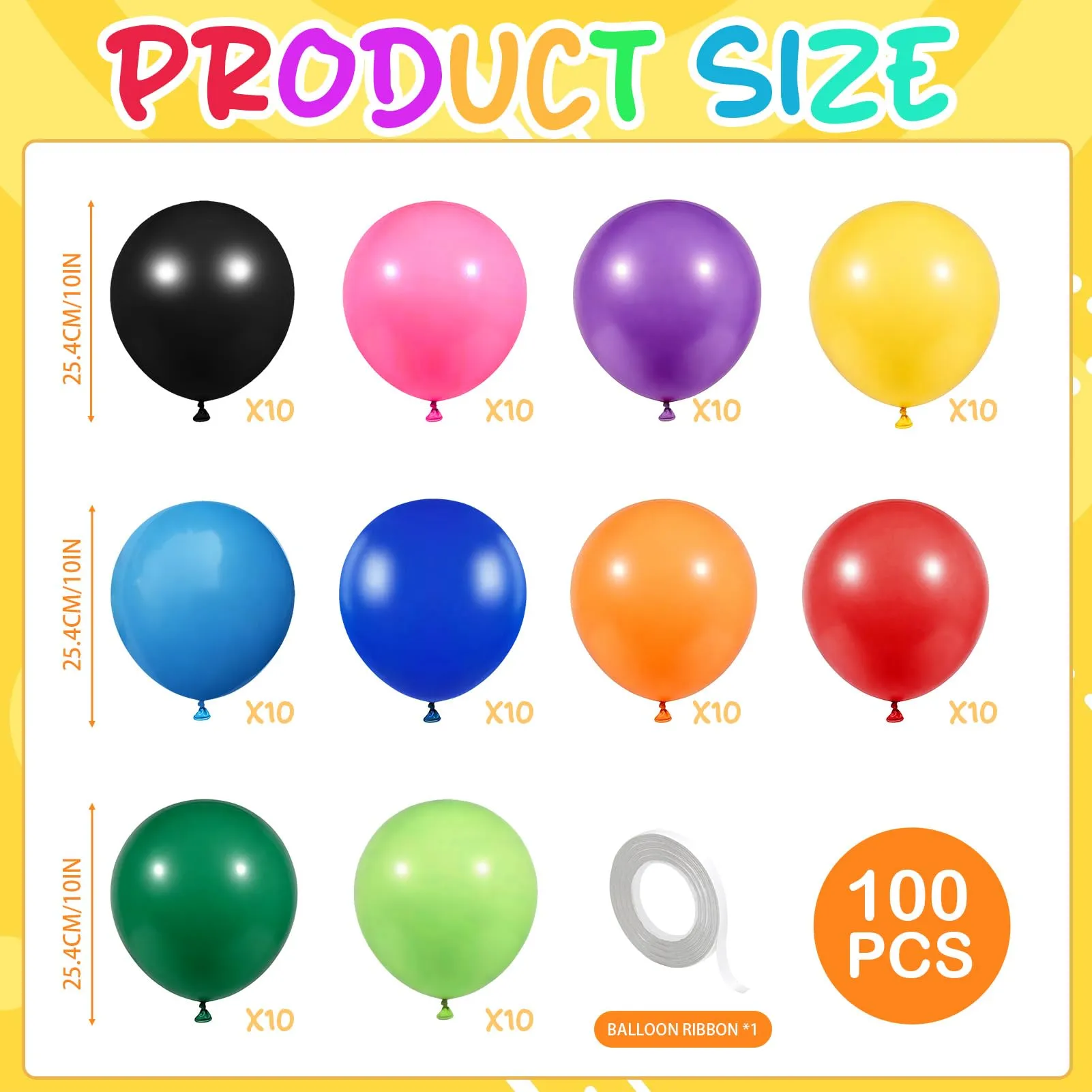 100 Pezzi Palloncini Colorati, Palloncini Compleanno in Vari Colori - immagine 2