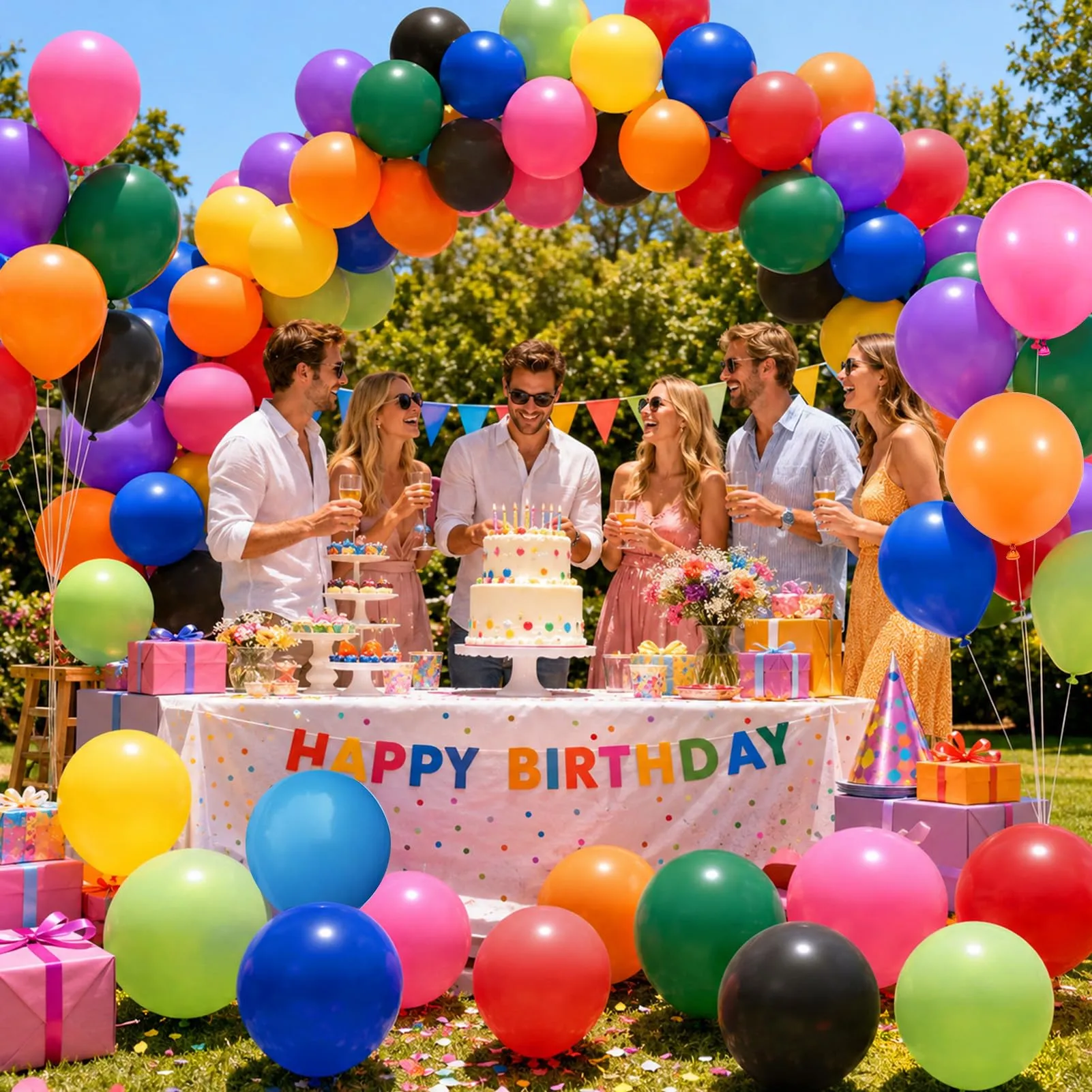 100 Pezzi Palloncini Colorati, Palloncini Compleanno in Vari Colori - immagine 4