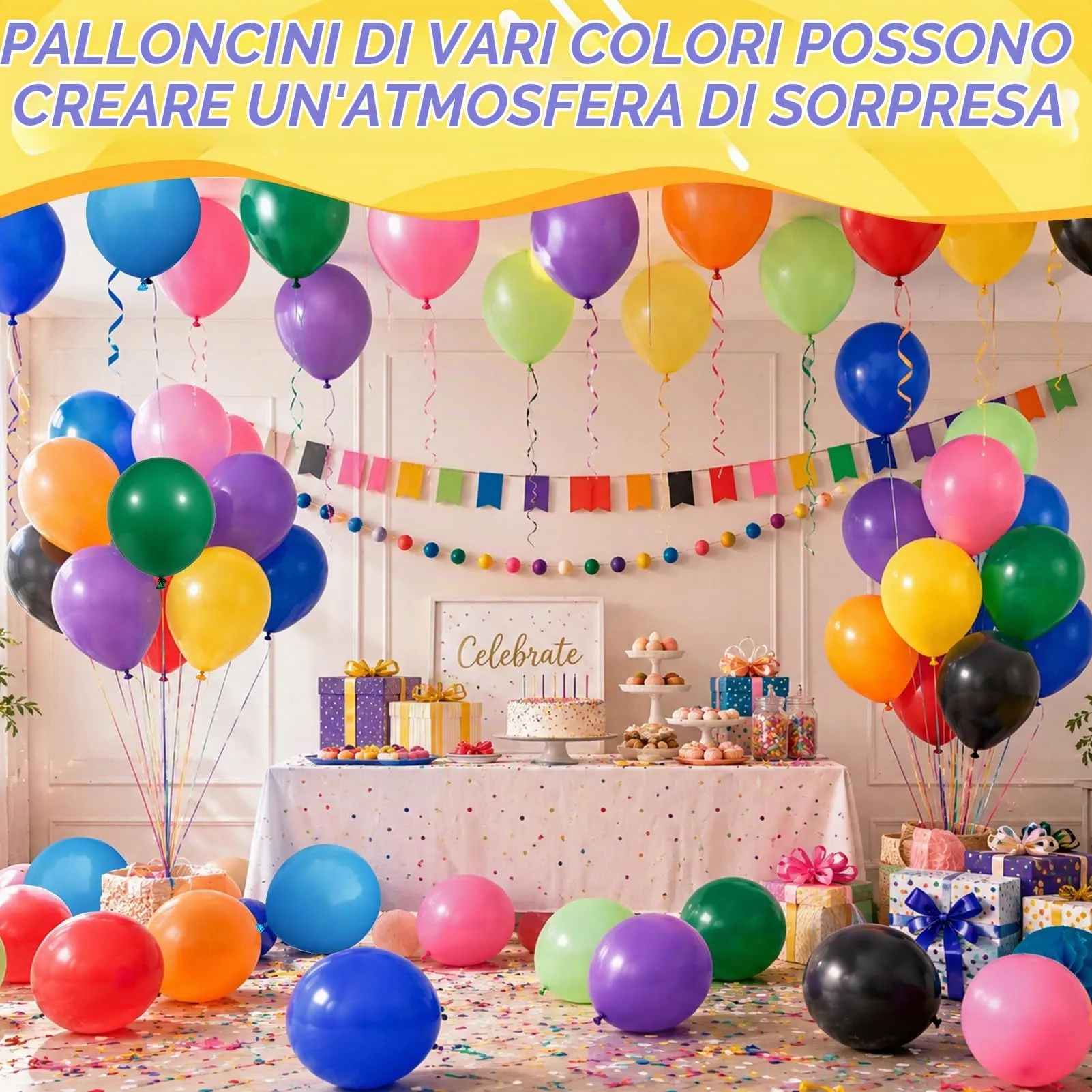 100 Pezzi Palloncini Colorati, Palloncini Compleanno in Vari Colori - immagine 6