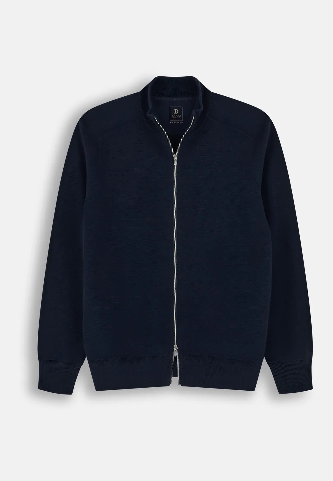 Boggi, Maglia Full Zip In Misto Lana Merino Wooltech, Uomo, Navy, Taglia: S - immagine 5