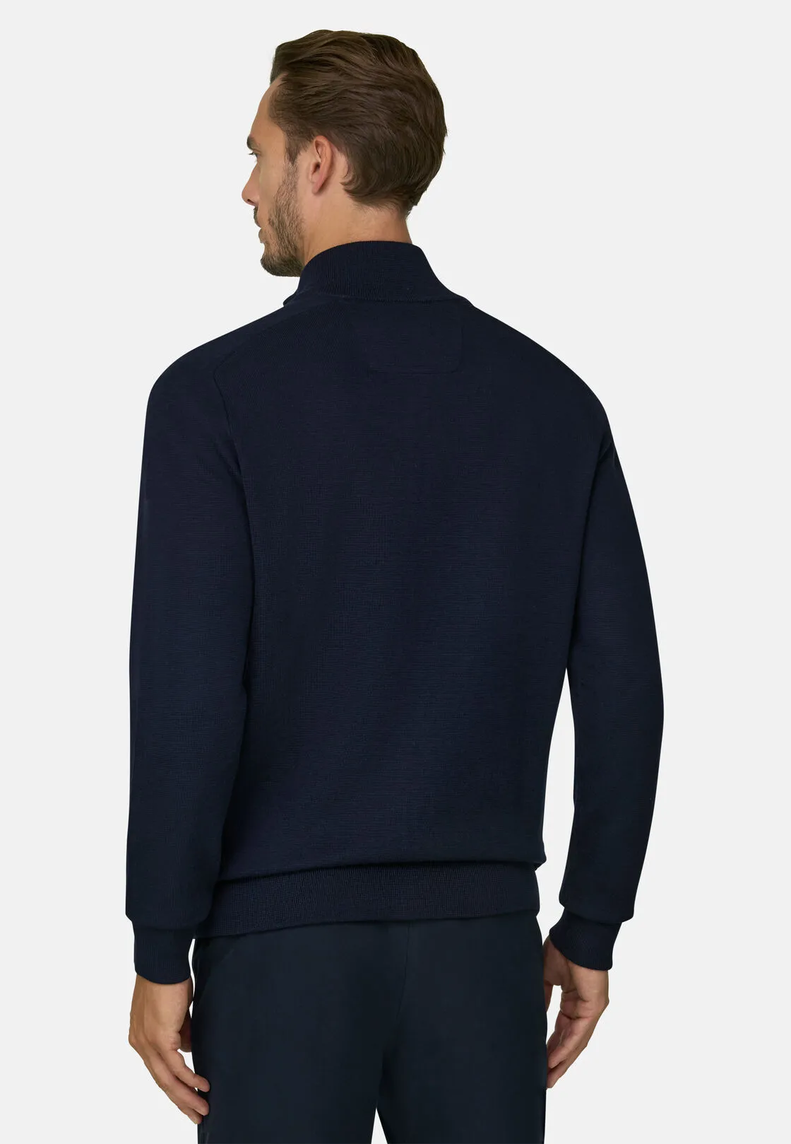 Boggi, Maglia Full Zip In Misto Lana Merino Wooltech, Uomo, Navy, Taglia: XXL - immagine 4