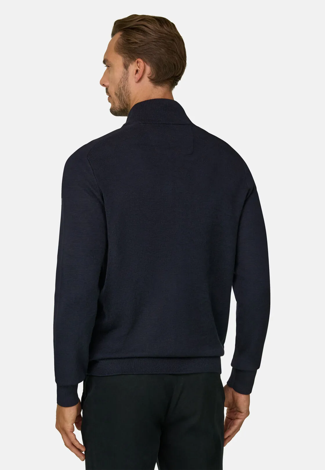 Boggi, Maglia Full Zip In Misto Lana Merino Wooltech, Uomo, Nero, Taglia: S - immagine 4