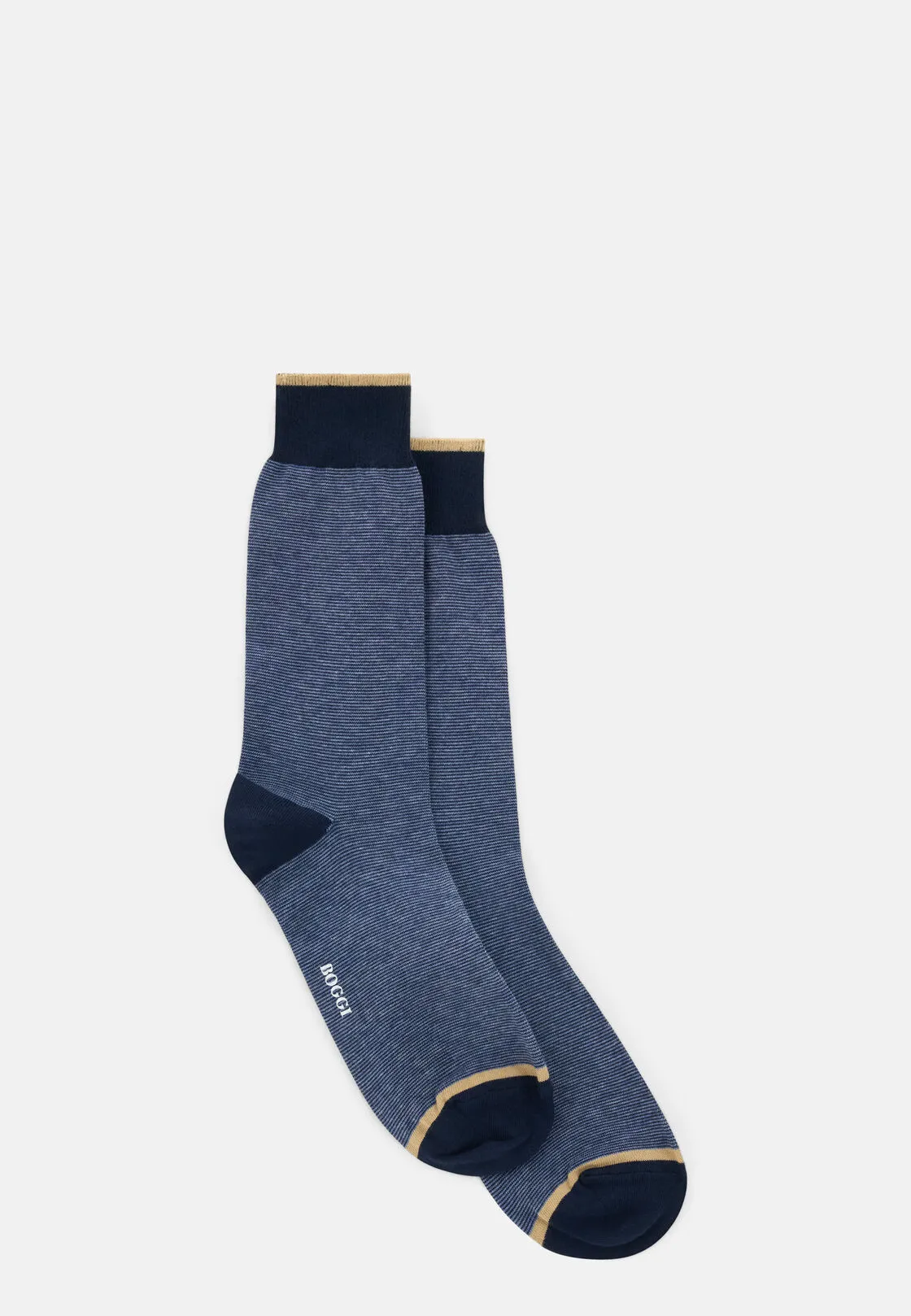 Boggi, Calze Corte Motivo Righe In Misto Cotone, Uomo, Navy - immagine 2