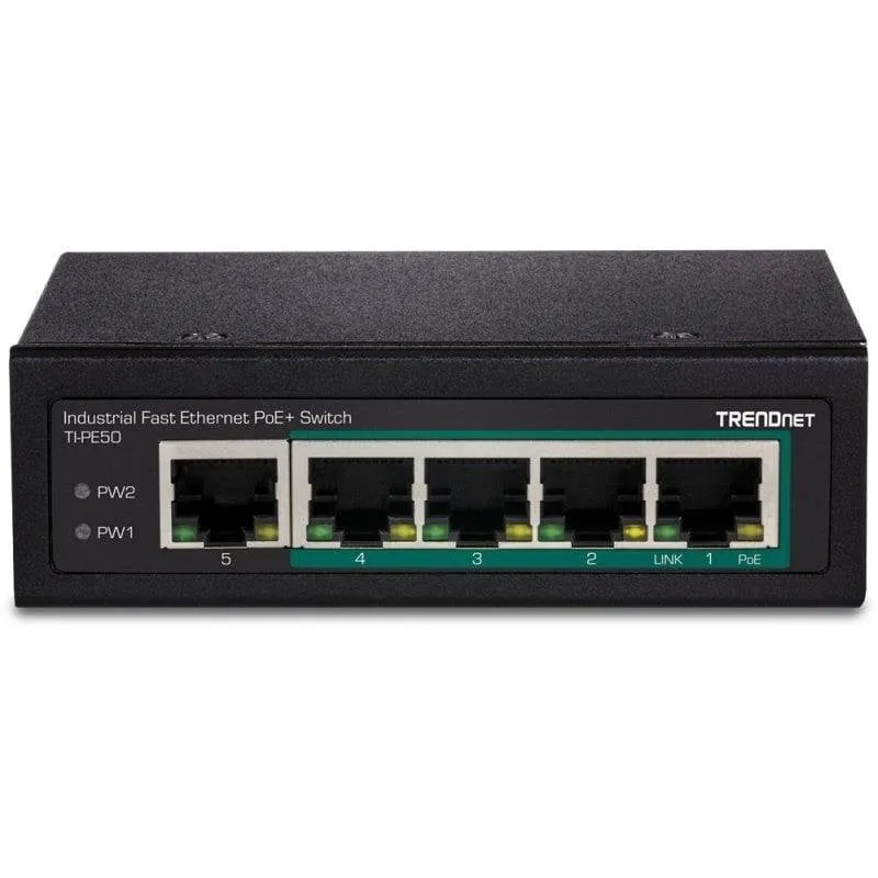 Switch Trendnet TI-PE50 4 Porte PoE+ Fast Ethernet 1 Porta Fast Ethernet Nero - immagine 1