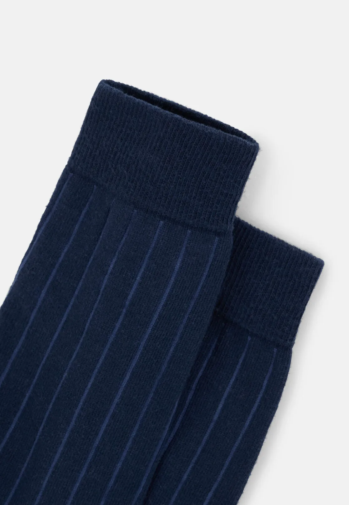 Boggi, Calze Corte Motivo Gessato In Misto Cotone, Uomo, Navy - immagine 3