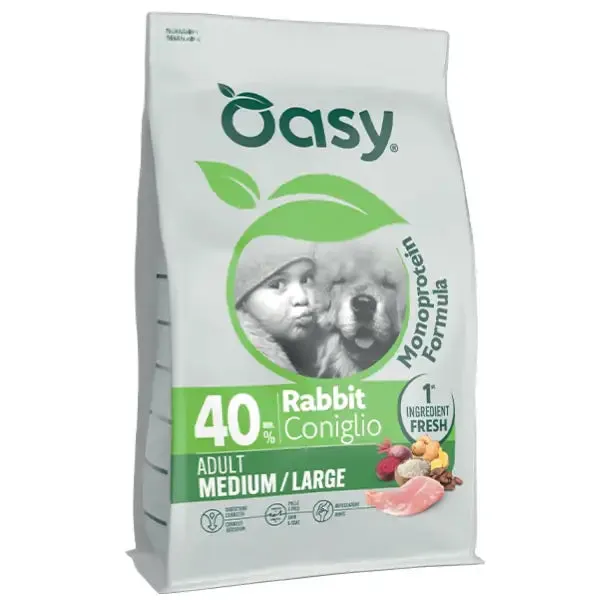 Oasy Monoprotein formula Adult Medium/Large Coniglio 10 kg - Crocchette monoproteiche cane - immagine 1
