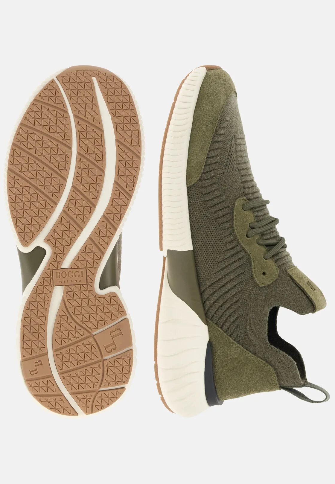 Boggi, Sneakers Willow In Misto Lana, Uomo, Verde, Taglia: 43-9 - immagine 4